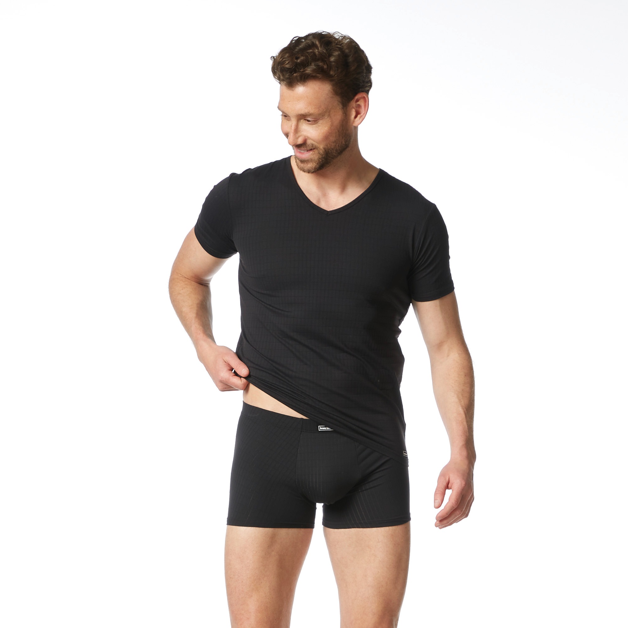 Bruno Banani V-Shirt "CHECK LINE 2.0" Pique Optik, Kurzarm, V-Neck, Cotton- günstig online kaufen