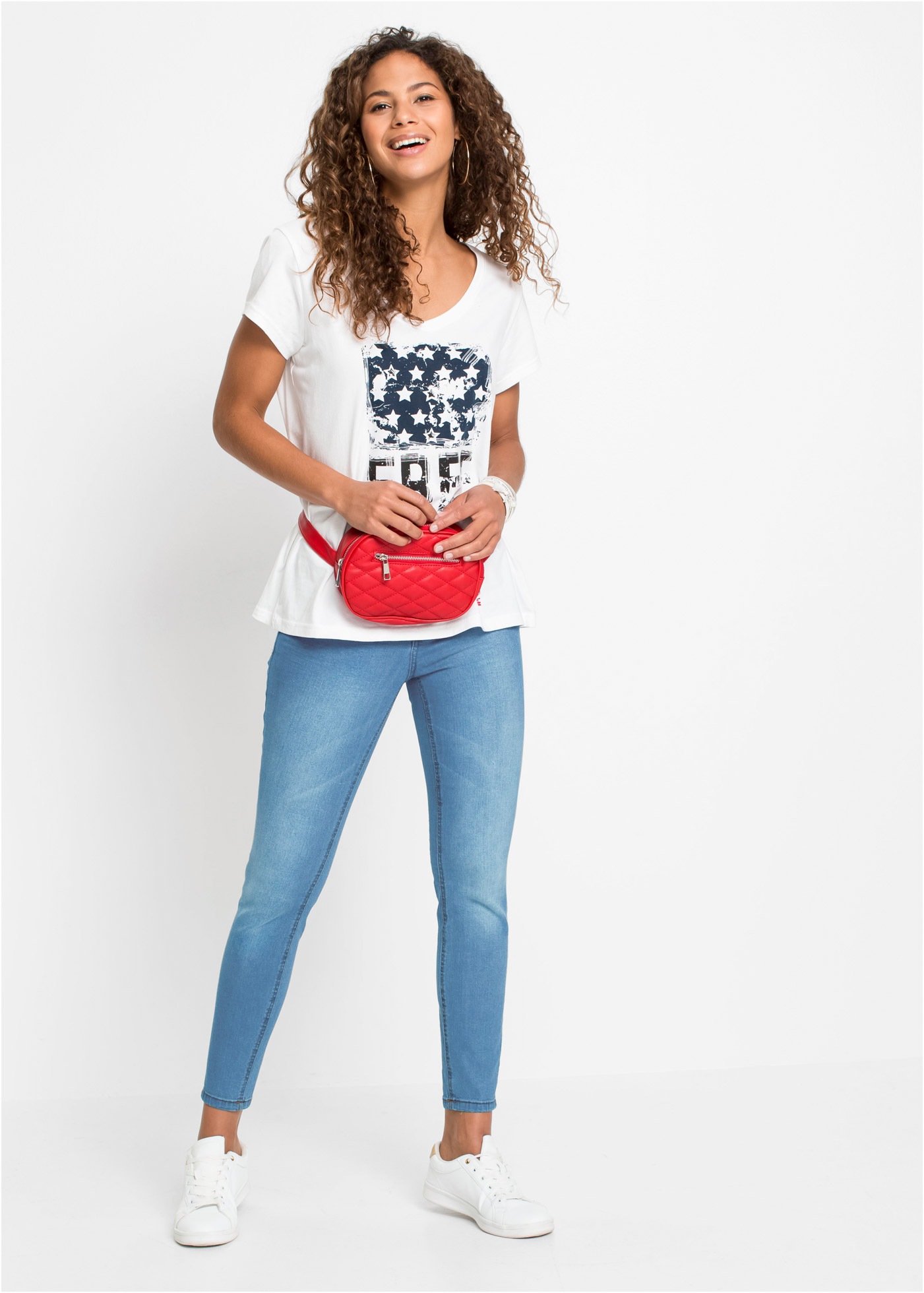 Skinny-fit-Jeans BONPRIX, Damen, Gr. 40, N-Gr, hellblau denim, Denim/Jeans, Obermaterial: 76% Baumwolle, 16% Polyester, 7% Viskose, 1% Elasthan, skinny fit, Jeans, Skinny-fit-Passform, verkürztes 7/8-Bein, mit Five-Pocket-Style 2