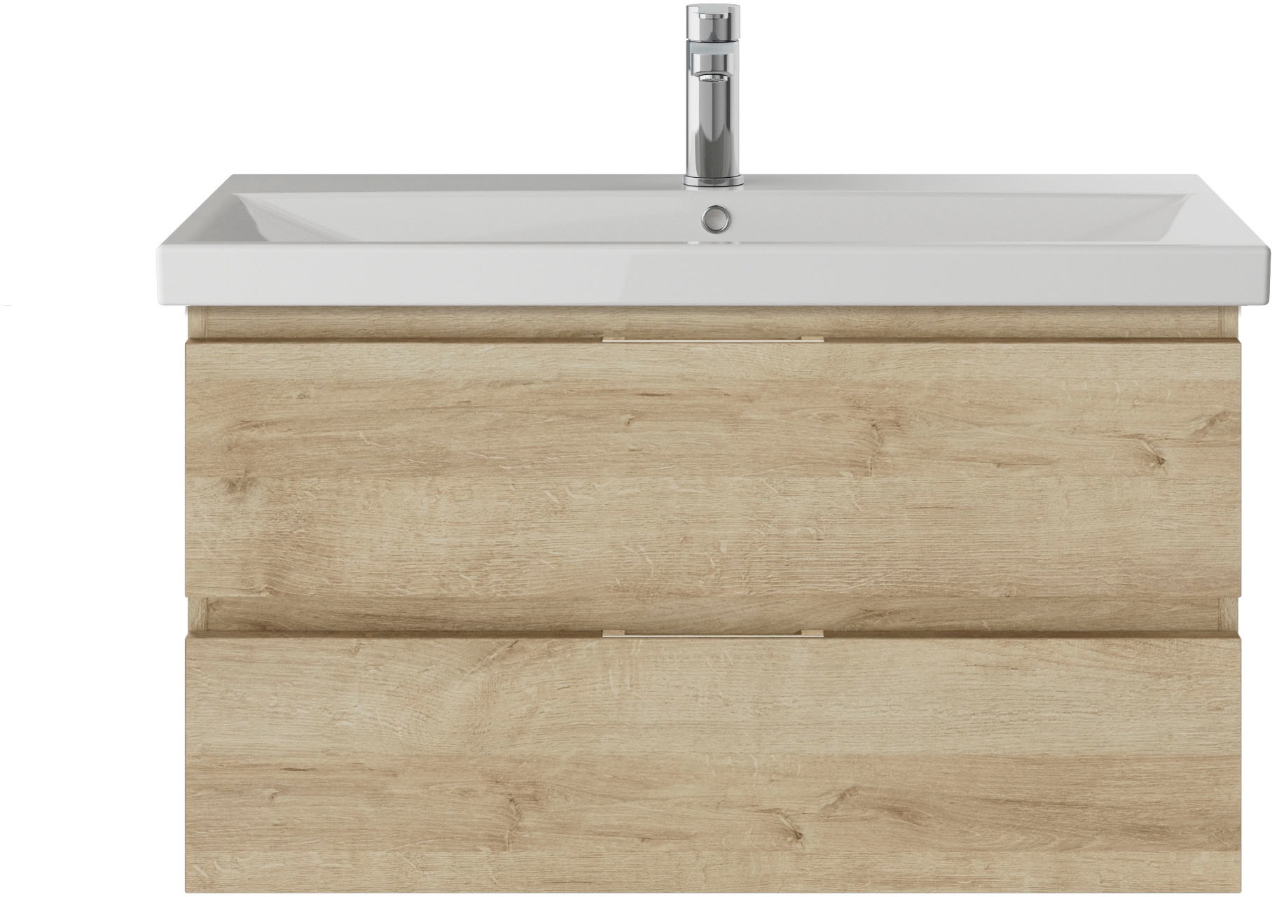 Saphir Badmöbel-Set »Serie 4035 2-teilig, Keramikwaschtisch mit LED-Spiegel, 90 cm breit«, (Set), Badezimmer-Set inkl. Türdämpfer, 2 Schubladen, Waschplatz