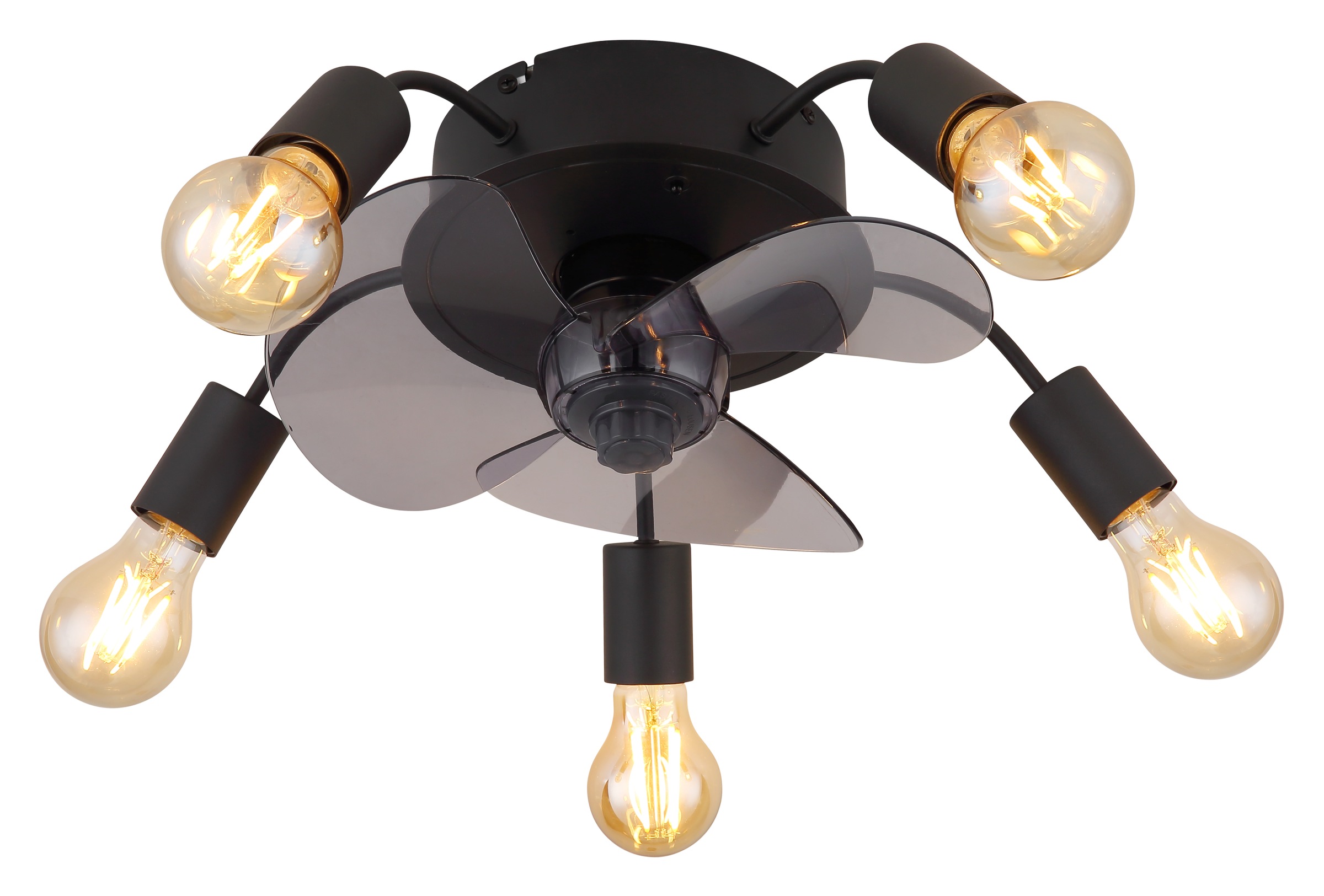 "GLOBO LIGHTING Deckenleuchte ""ALISHA"", schwarz, 1 Stk., Leuchten, Ventilator / Wohnbereich / Schlafzimmer / rund / schwarz / 3 Flügel