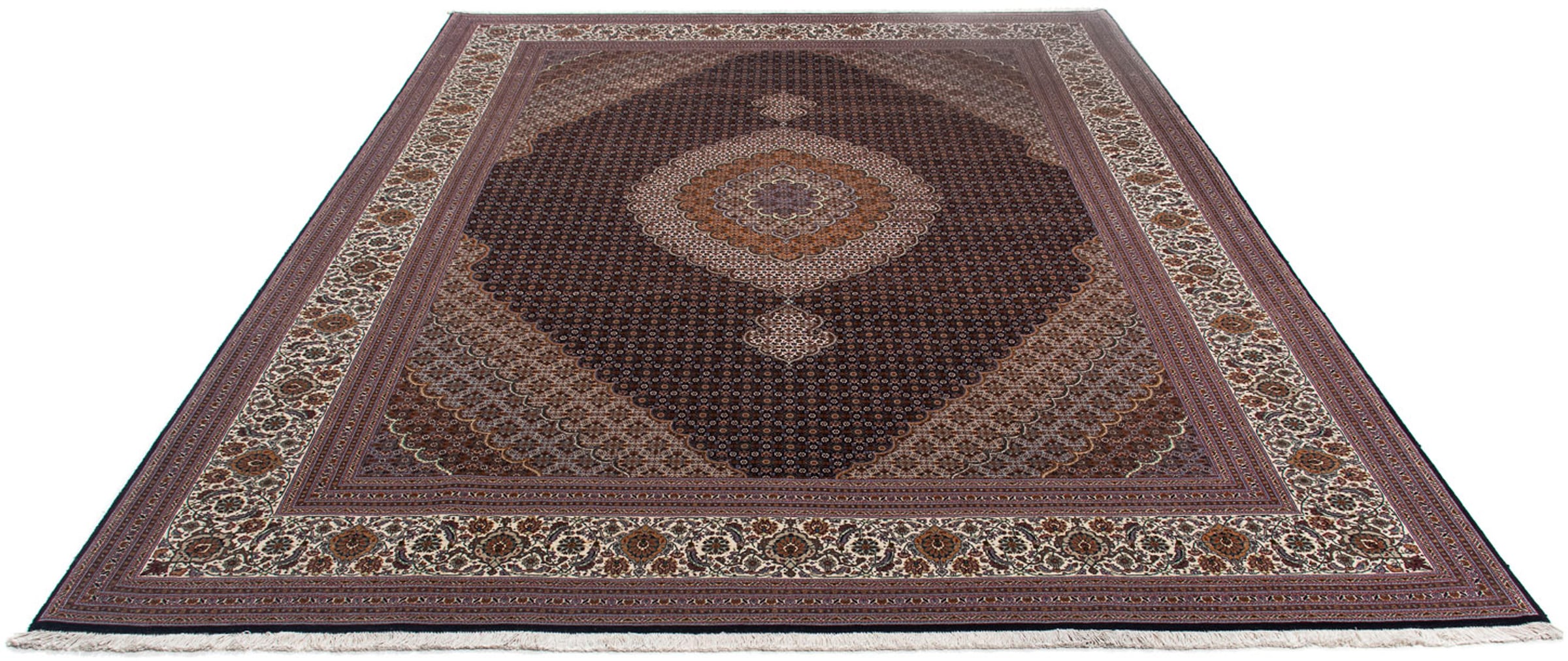 morgenland Orientteppich »Perser - Täbriz - 340 x 255 cm - dunkelbraun«, rechteckig, Wohnzimmer, Handgeknüpft, Einzelstück mit Zertifikat