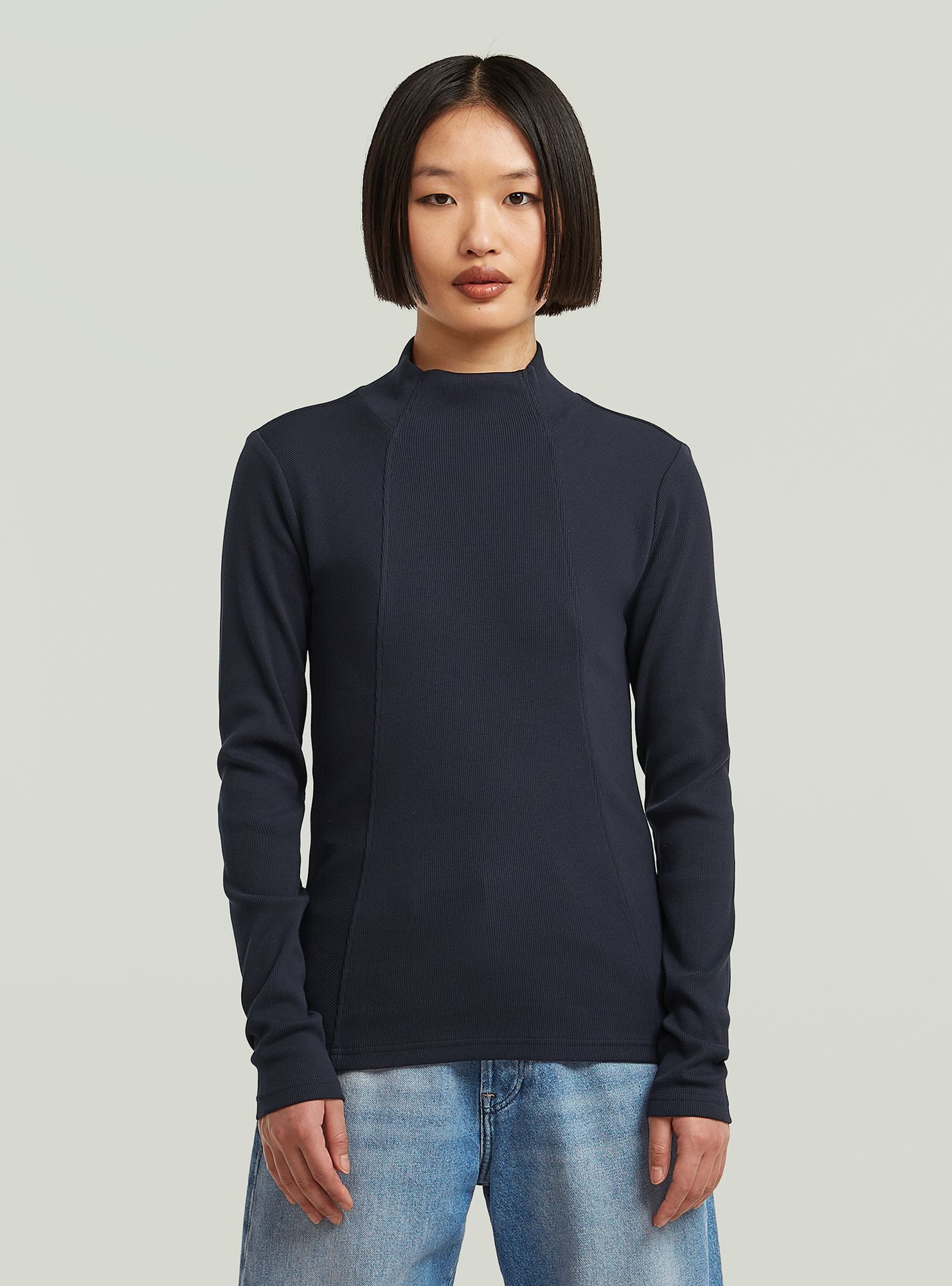 G-STAR T-Shirt "A Line Slim Rib Mock T-Shirt"