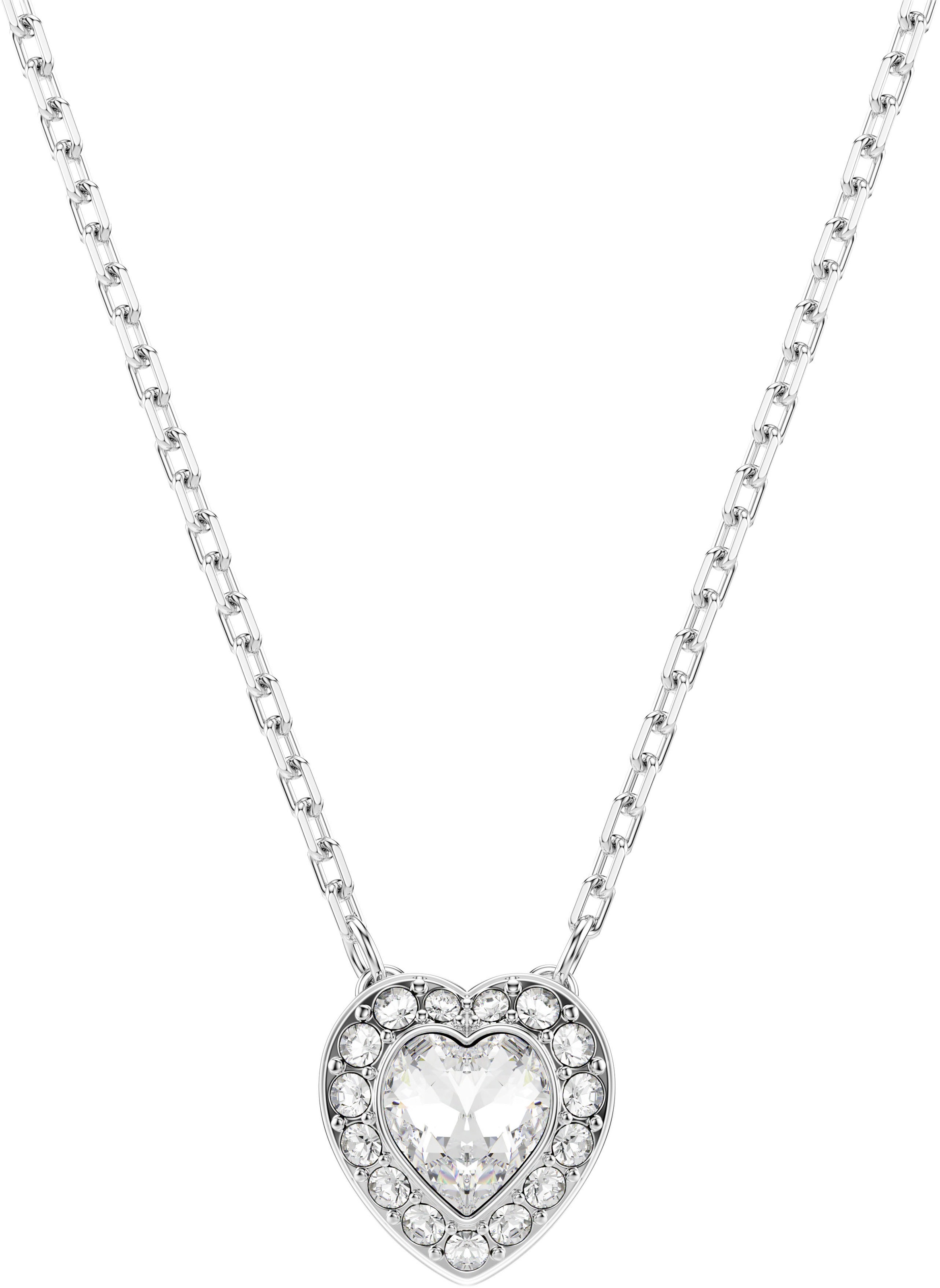 Kette mit Anhänger SWAROVSKI "Schmuck Geschenk Ariana Grande Halskette Herz", silber (metallfarben, kristallweiß), Halsketten, Damen, Metall, L: 38, mit Swarovski Kristall 3