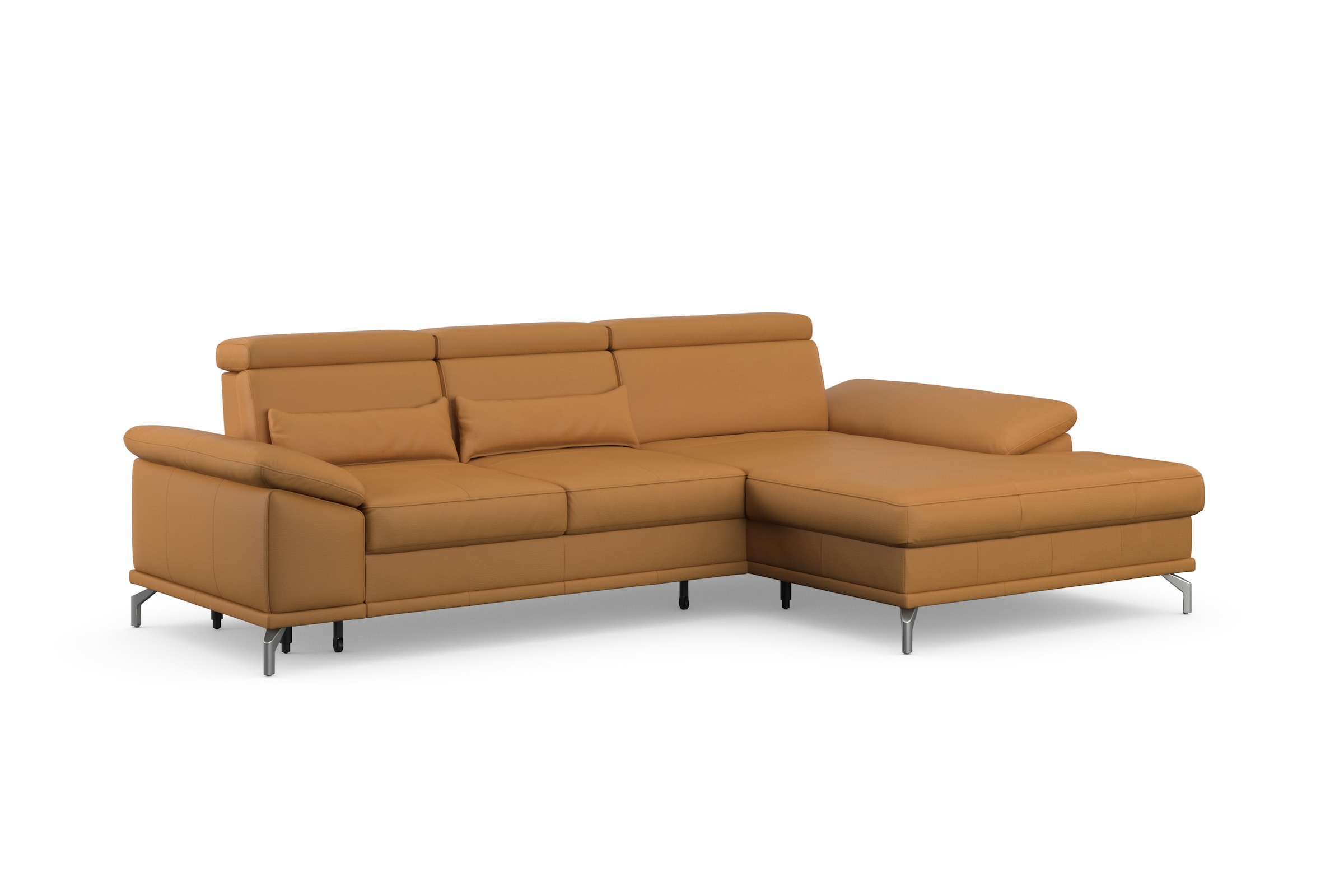 sit&more Ecksofa »Cabrio L-Form, mit Sitztiefenverstellung, Arm- und Kopfteilverstellung«, 2 Nierenkissen, Federkern, optional Bettfunktion und Stauraum