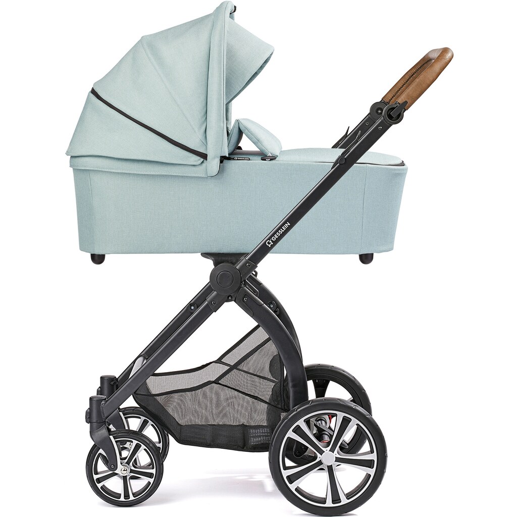 Gesslein Kombi-Kinderwagen »FX4 Life, schwarz/tabak, mintgrün meliert/Punkte mint/silber«, mit Wanne CX3; Design & Handarbeit aus Deutschland