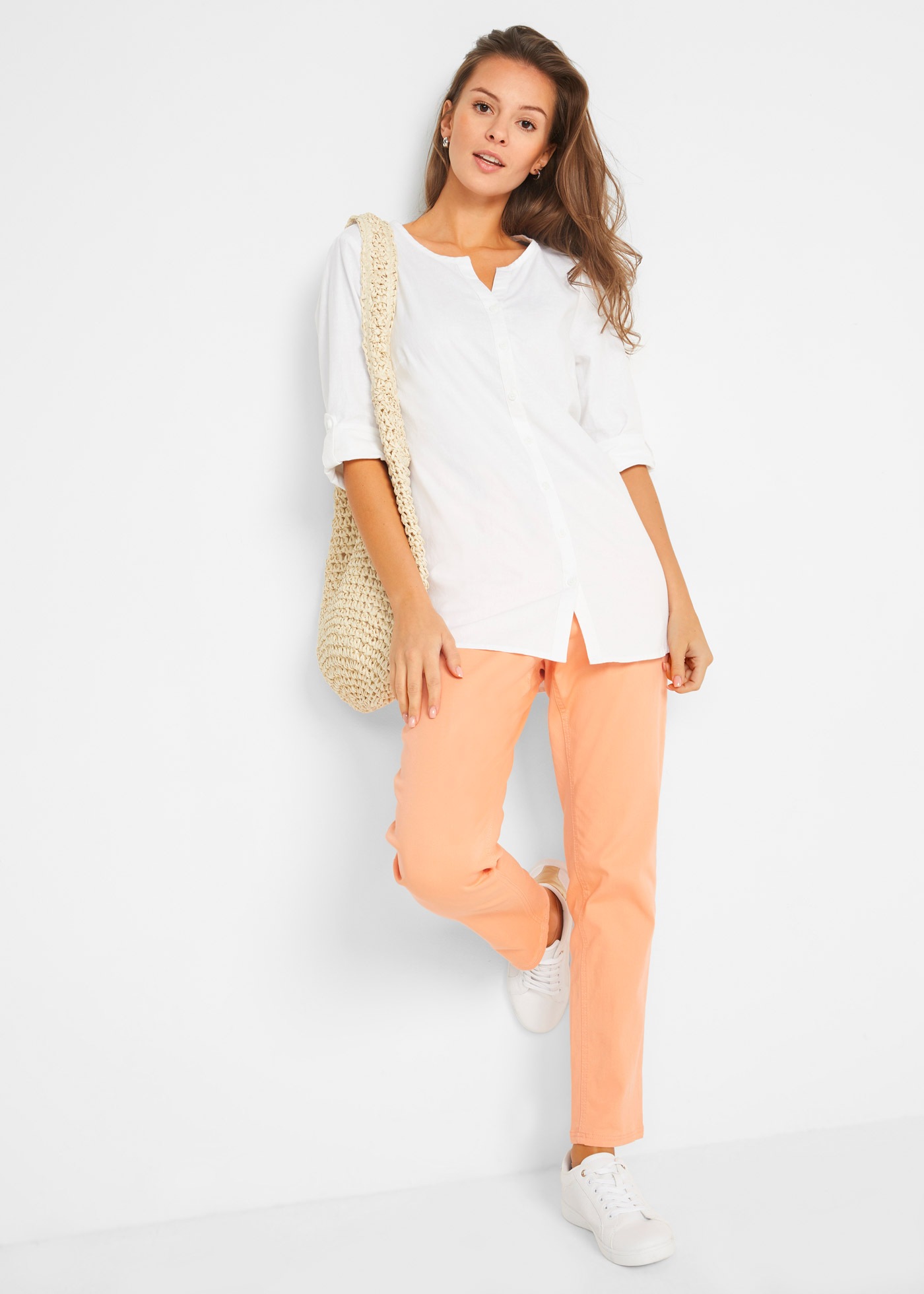 bonprix Langarmbluse »Bluse mit Leinen, 3/4 Arm« Regular Fit, für den Alltag, aus Leinen und Baumwolle