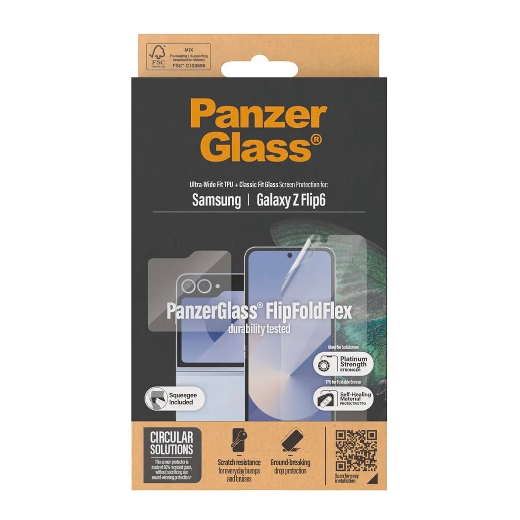 SAFE by PanzerGlass Displayschutzglas »Ultra-Wide Fit TPU + Classic Fit Glass Screen Protection«, für Samsung Galaxy Z Flip6, Displayschutzfolie, Schutzfolie, Bildschirmschutz, kratz- & stoßfest