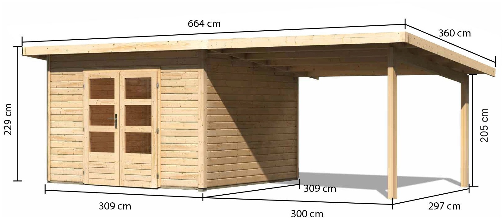 Karibu Gartenhaus »Perlsee 3«, (Set), mit Anbaudach