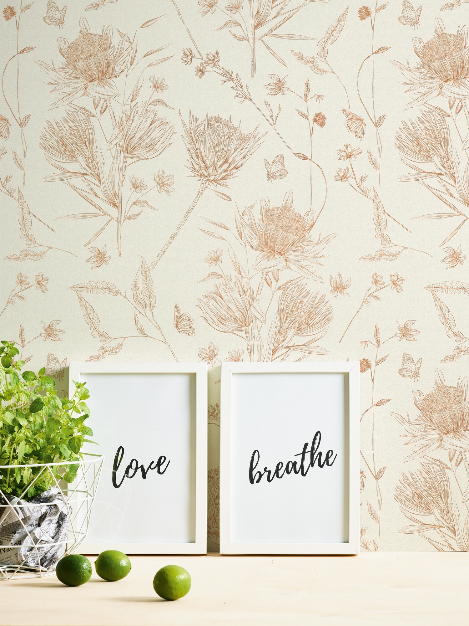 living walls Vliestapete "Drawn Into Nature florale Tapete Mustertapete Pflanzen Natur" matt strukturiert Vliestapete Blätter für Schlafzimmer Küche Wohnzimmer Floral Design
