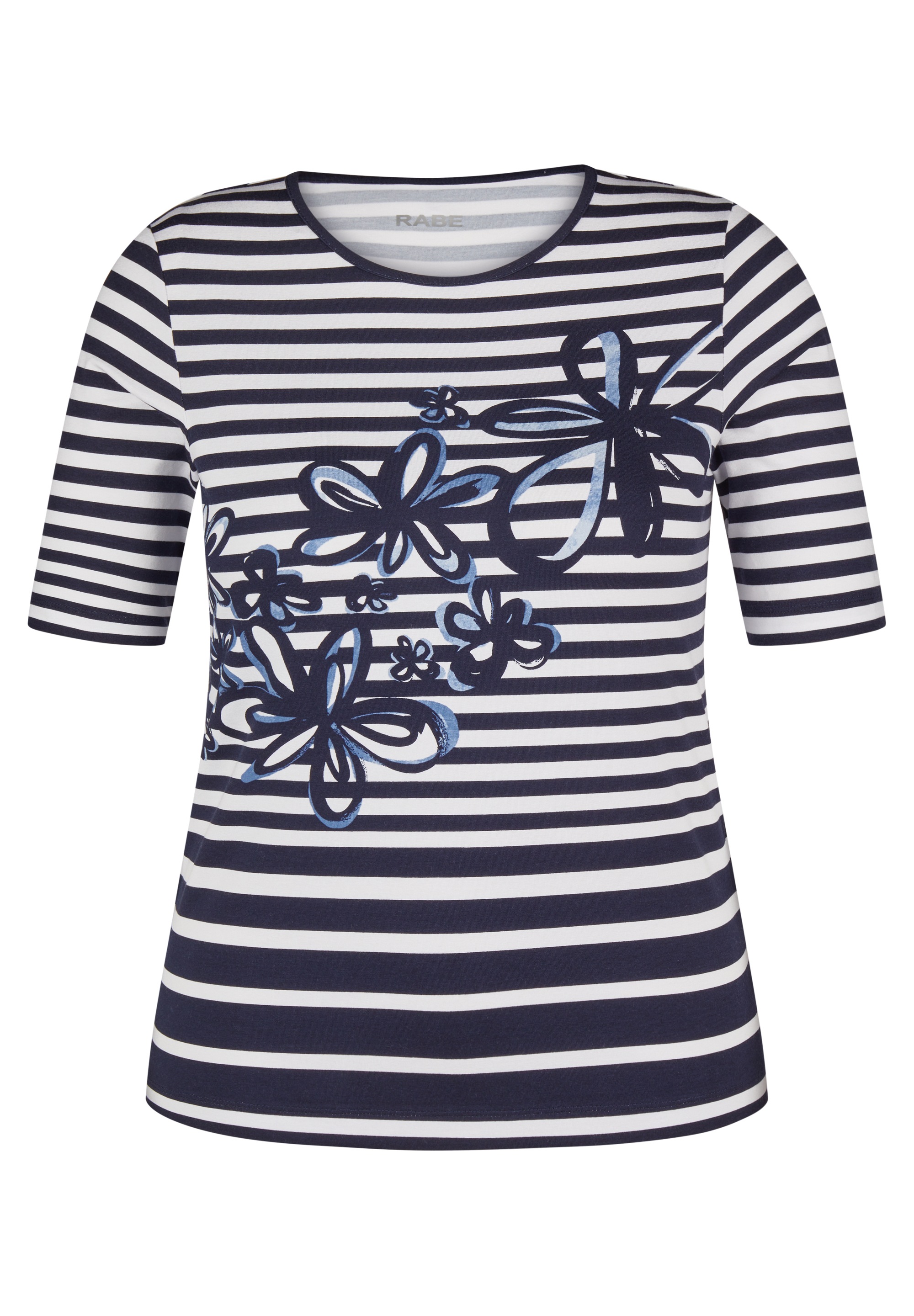 Rabe Rundhalsshirt, im Streifen-Design und mit floralem Muster