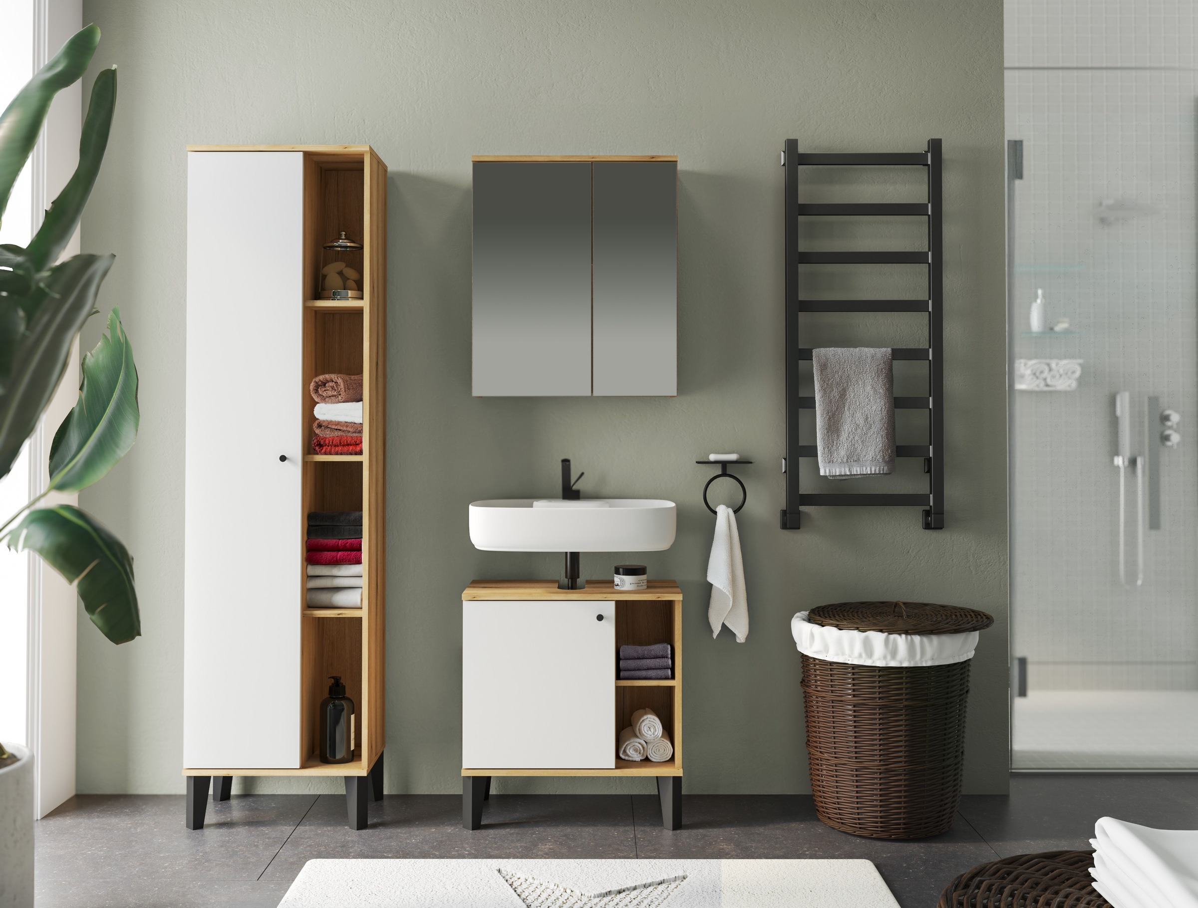 Home affaire Badmöbel-Set "OSLO, Bad im skandinavischen Design, 3-teiliges günstig online kaufen