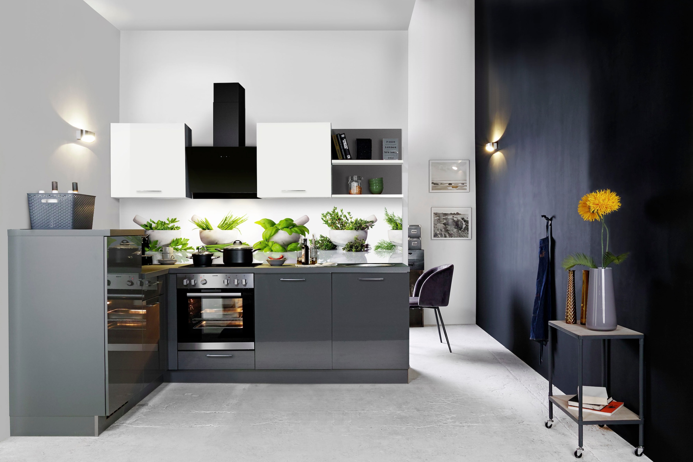 Express Küchen Winkelküche "Jena", vormontiert, mit Soft-Close-Funktion, Stellbreite 245 x 175 cm