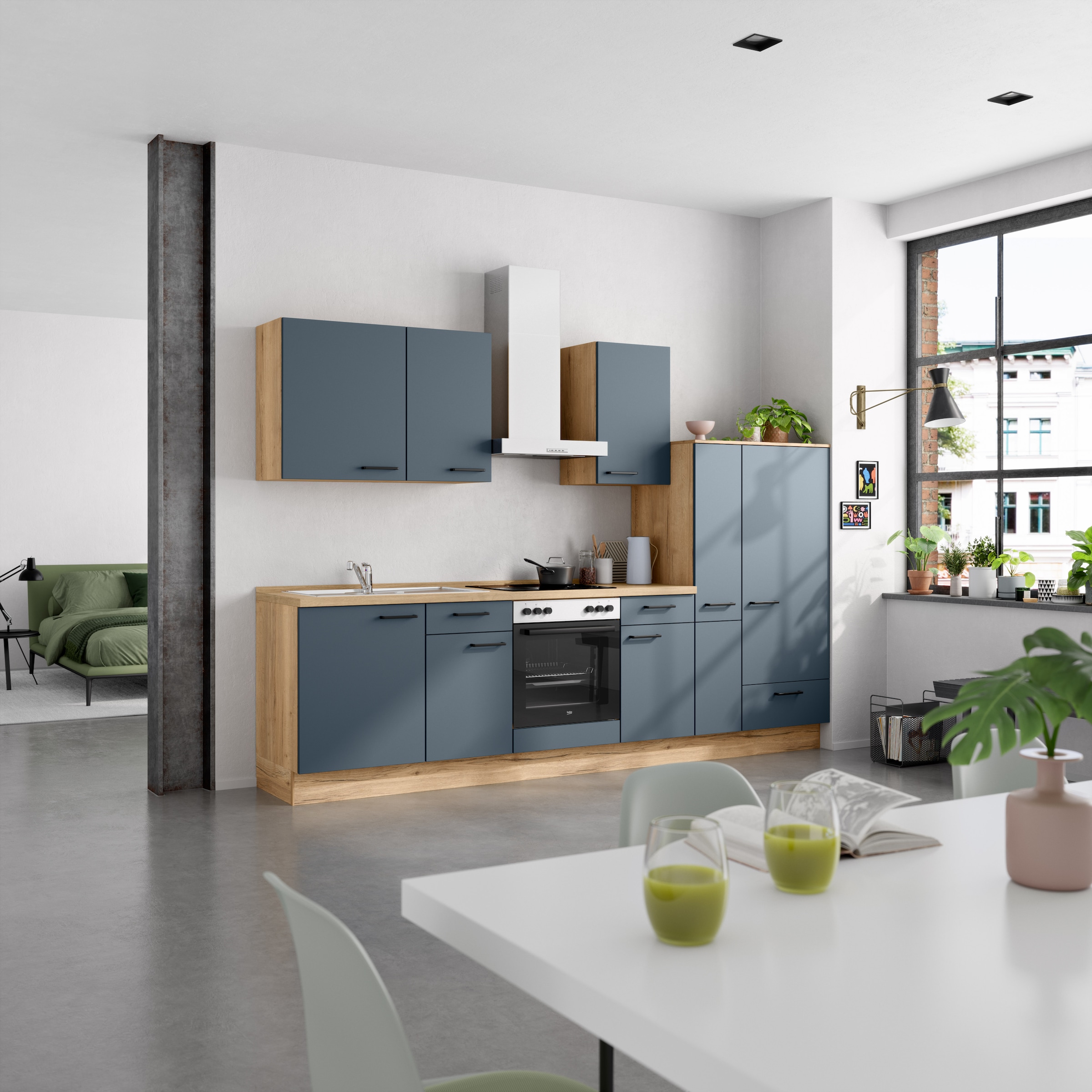 nobilia® Küchenzeile »"Easytouch I"«, vormontiert, Ausrichtung wählbar, Breite 300 cm, wahlw. mit E-Geräten