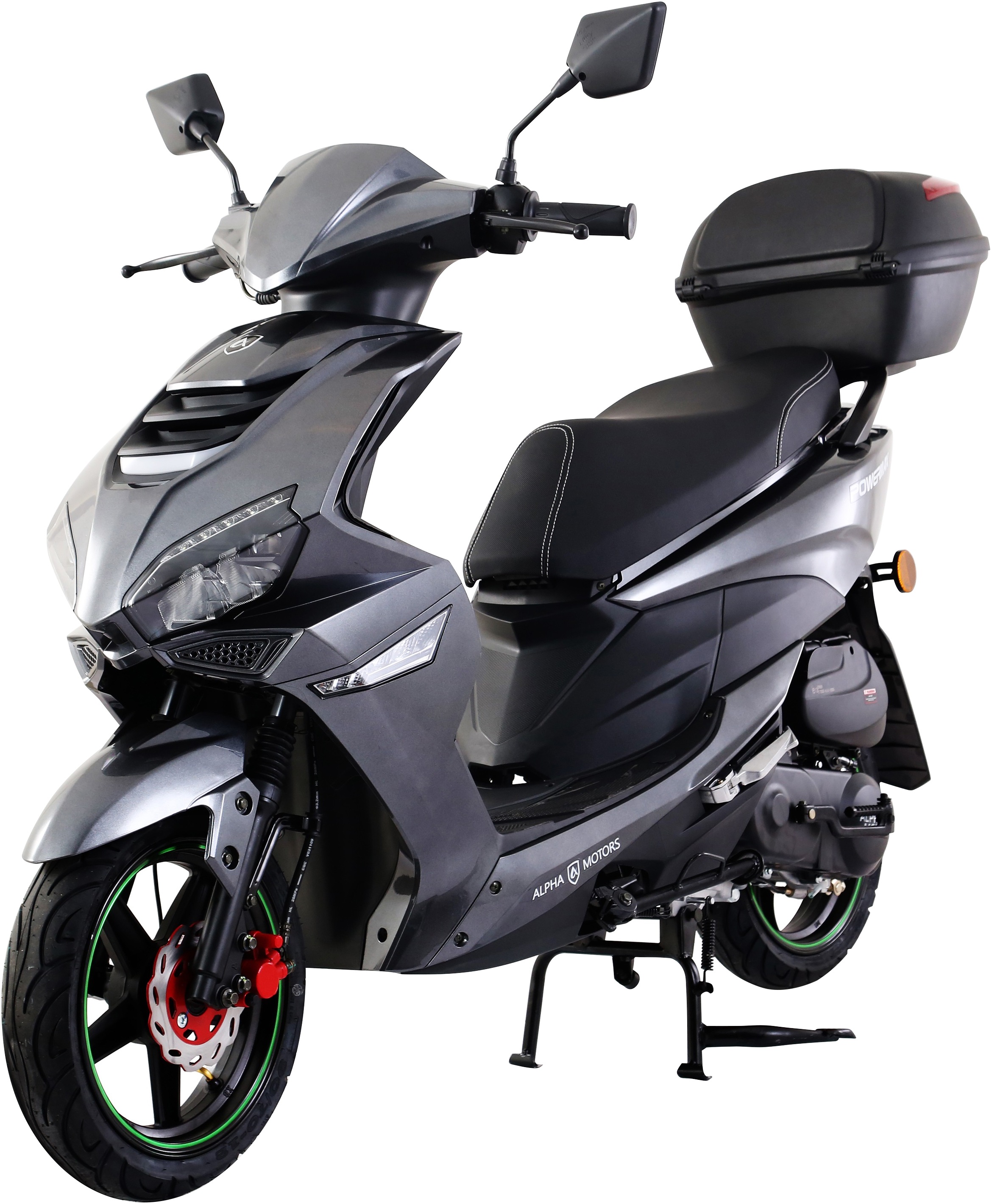 Alpha Motors Mofaroller »Powermax 50 ccm 25 kmh EURO 5 dunkelgrau (mit/ohne Topcase)«, 50 cm³, 25 km/h, Euro 5, 2,6 PS