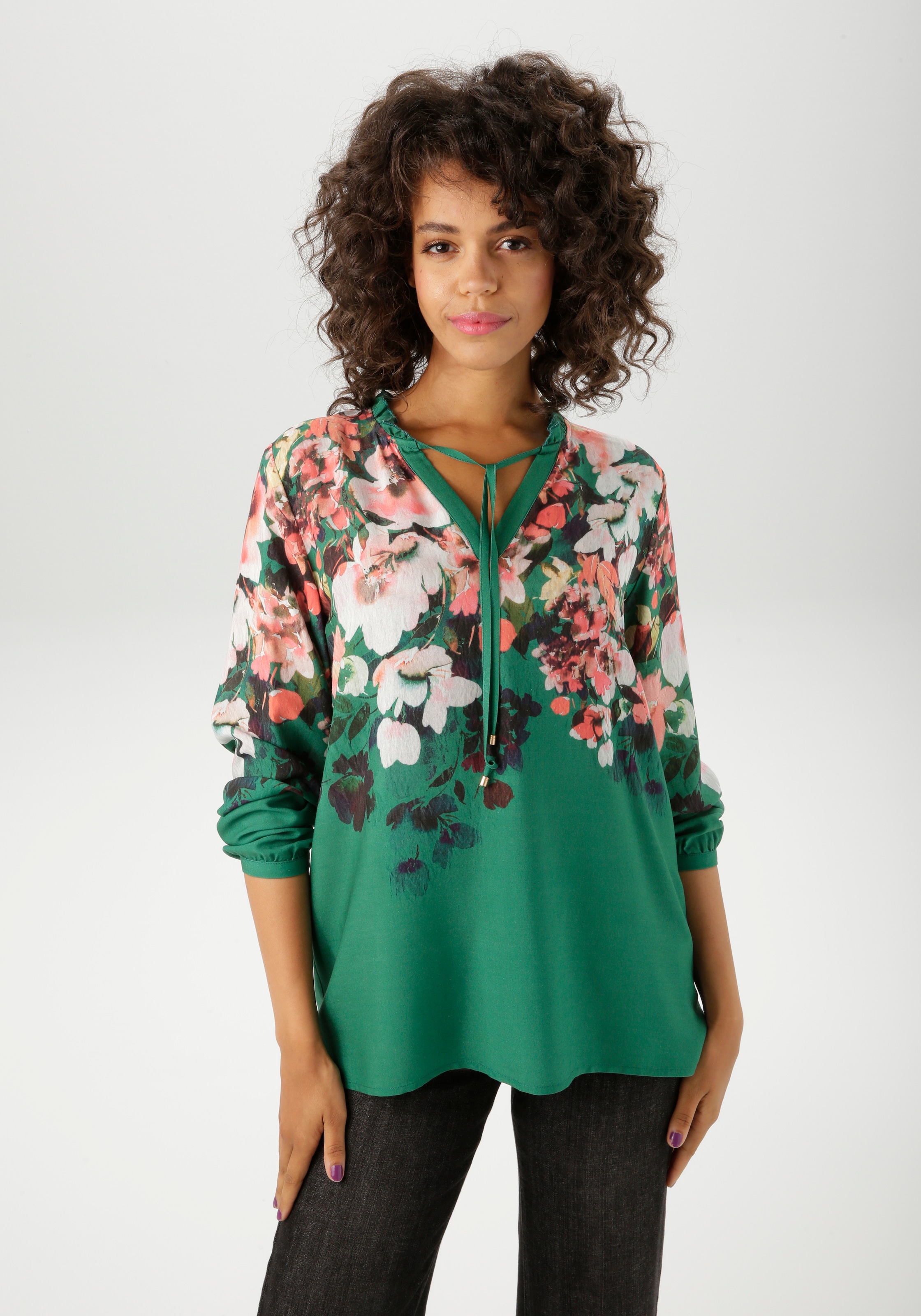 Aniston CASUAL Schlupfbluse mit farbenfrohen Blüten bedruckt günstig online kaufen