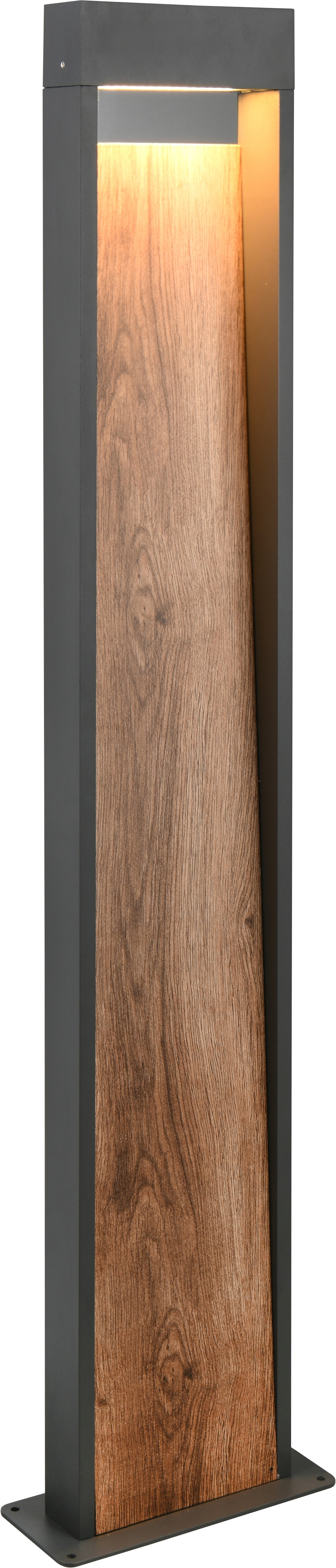 TRIO Leuchten "SALMON, Outdoor LED Stehleuchte 11W 1200 Lm 3000K, Garten Stehlampe" LED-Board 1 Stk. Warmweiß aus Aluminium & Holz-Optik, IP44 LED Garten Wegeleuchte