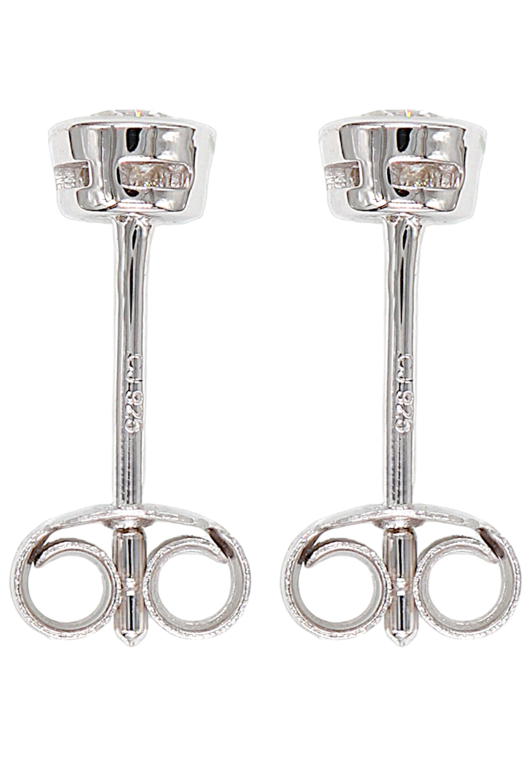 JOBO Paar Ohrstecker rund 925 Silber mit Zirkonia