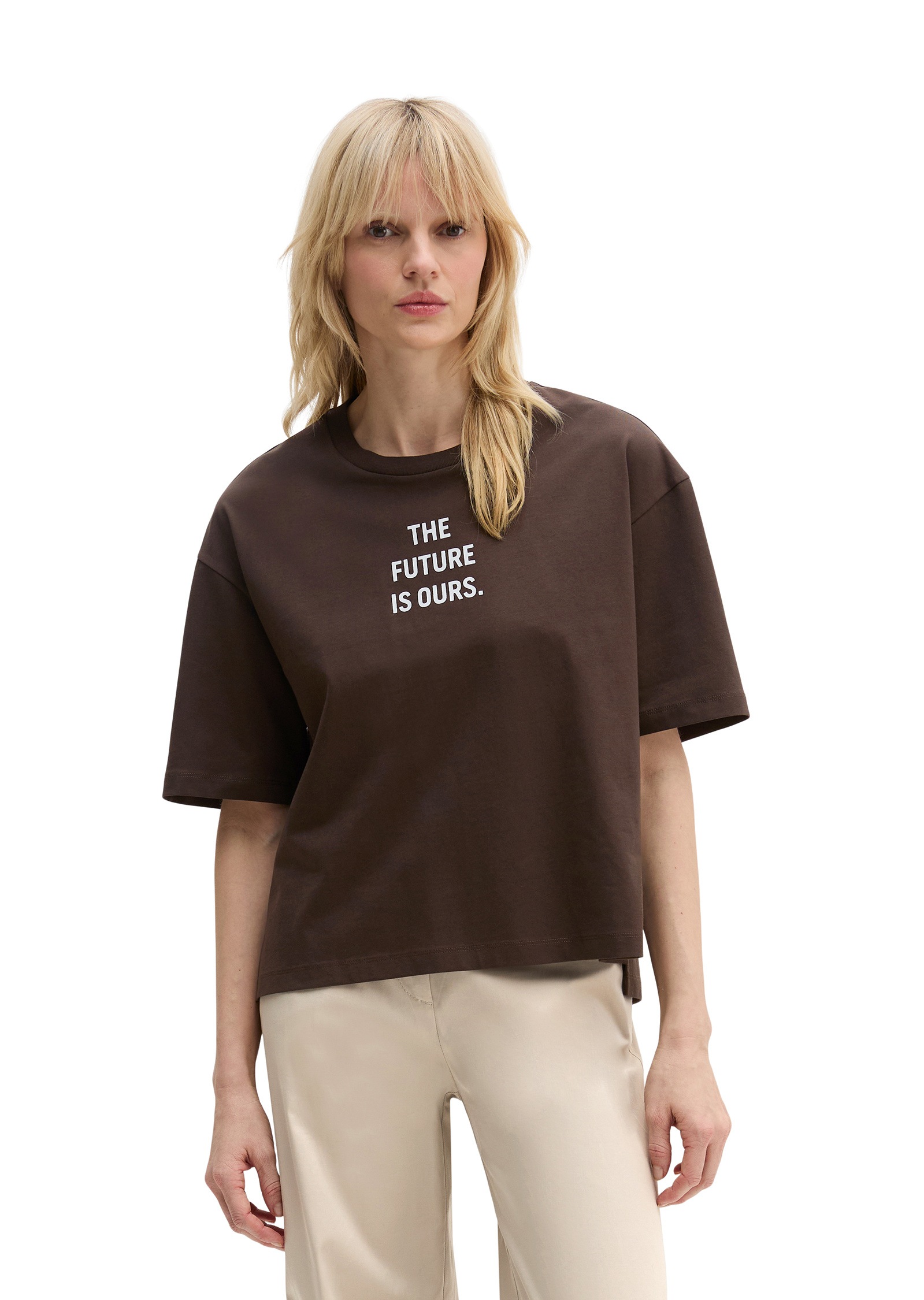 T-Shirt MARC O'POLO "aus reiner Bio-Baumwolle", Damen, Gr. XS, burnt coffee, Obermaterial: 100% Baumwolle, unifarben, Basic, regular fit, Shirts T-Shirt