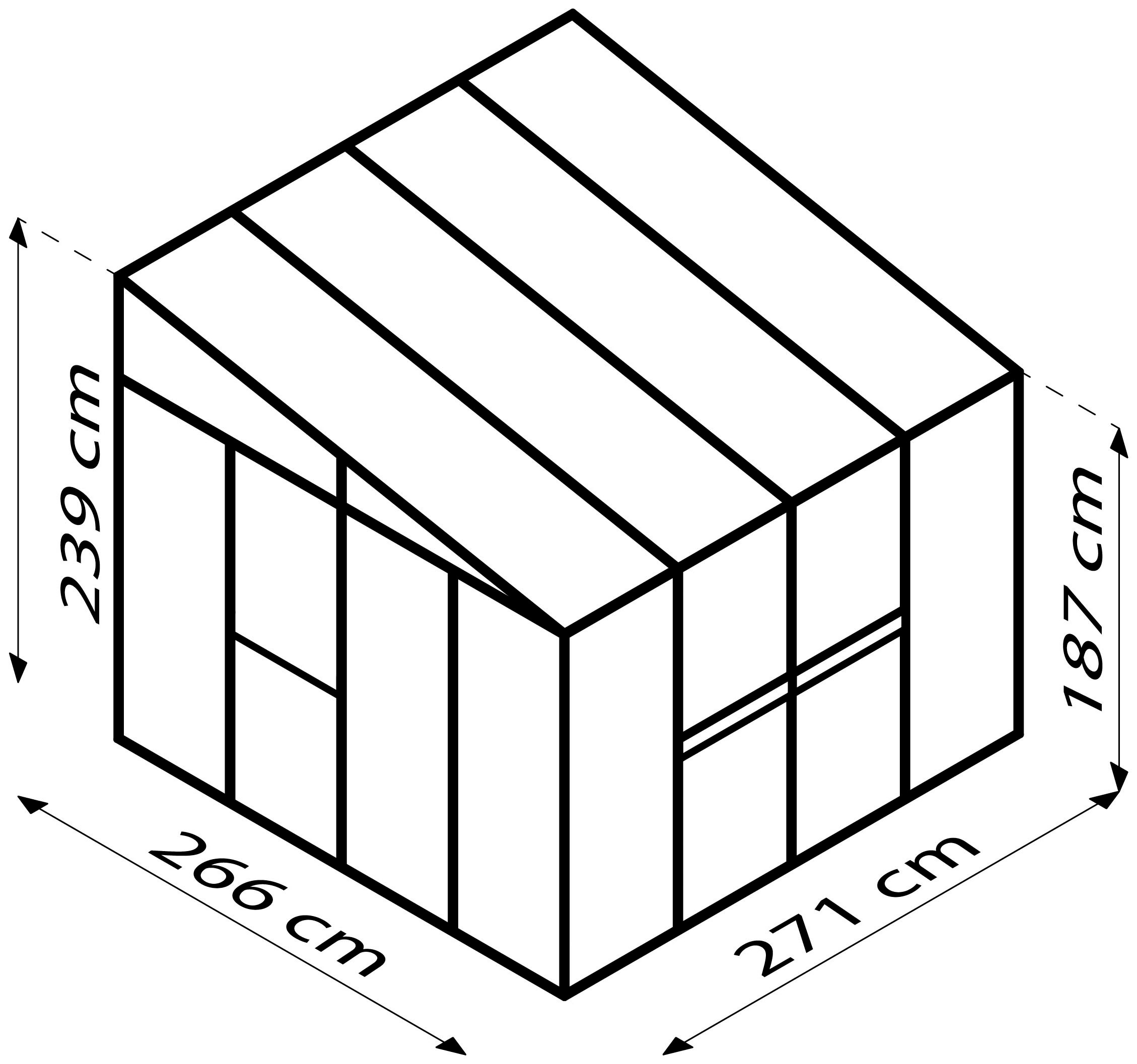 Vitavia Anlehngewächshaus »H_elena 7000«, Alu-Profile, 3 mm Sicherheitsglas, Dach 10 mm Hohlkammerplatten