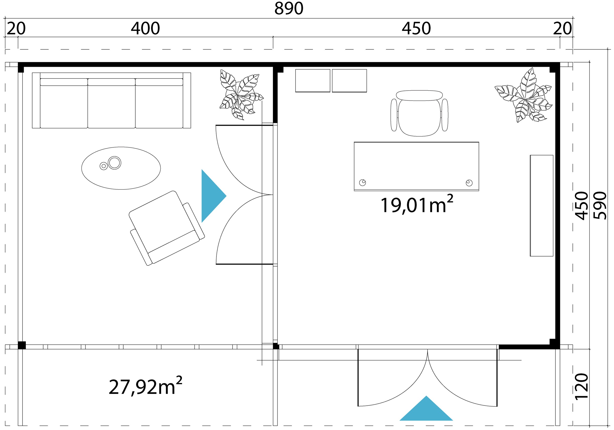 LASITA MAJA Gartenhaus »DOMEO 10 SCHWEDENROT/ANTHRAZIT«, (Set), mit Anbau, Fundamentmass 4000+4500 x 4500, Schwedenrot