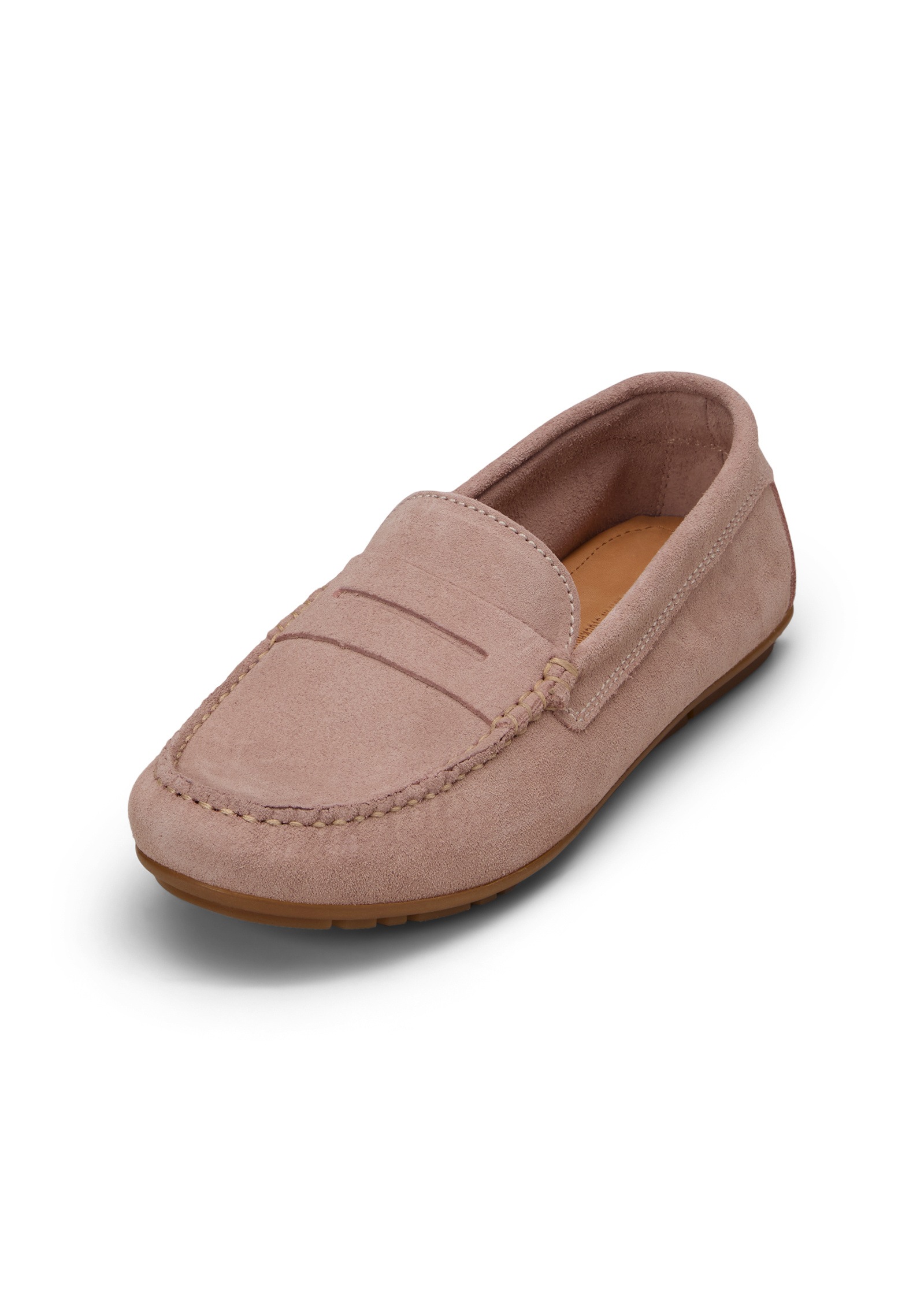 Mokassin MARC O'POLO "aus Velours-Rindleder", Damen, Gr. 38, chalky peach, Obermaterial: 100% Leder (Rind), unifarben, Schuhe Mokassin