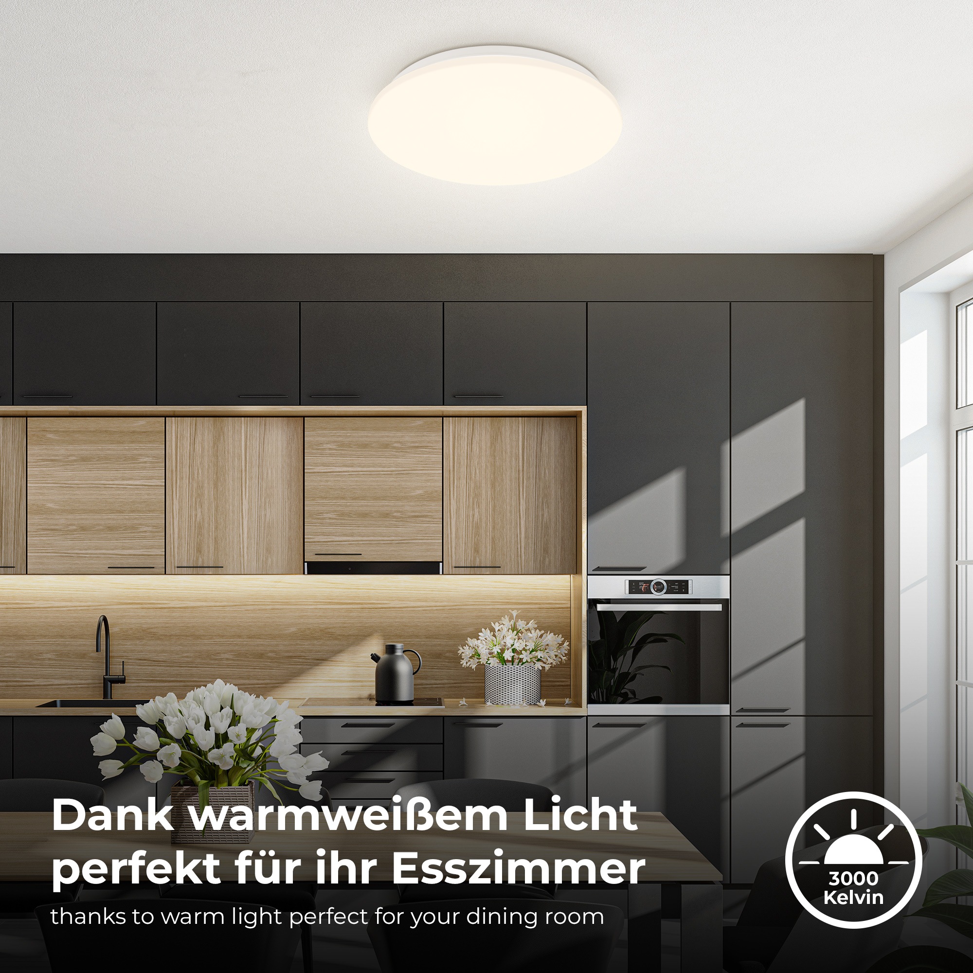 B.K.Licht LED Deckenleuchte »LED Bad Deckenleuchte mit Mikrowellensensor«, 1 flammig, Leuchtmittel LED-Modul | LED fest integriert, 12W 1300Lm 3000K IP44 270x60mm (DxH)