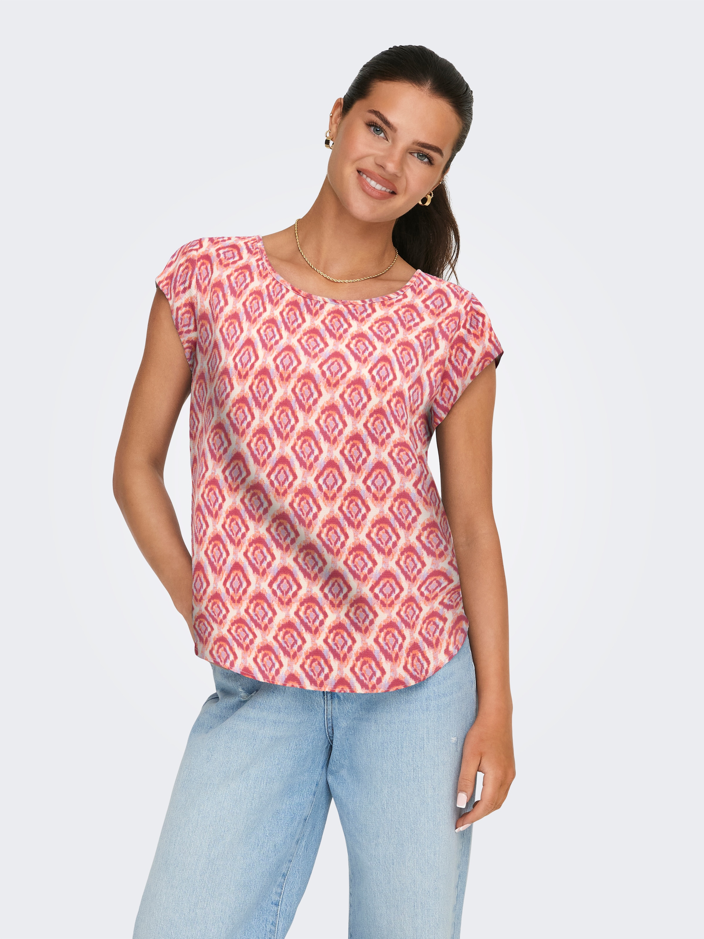 ONLY Shirtbluse »ONLVIC S/S AOP TOP NOOS PTM« mit Allover Druck