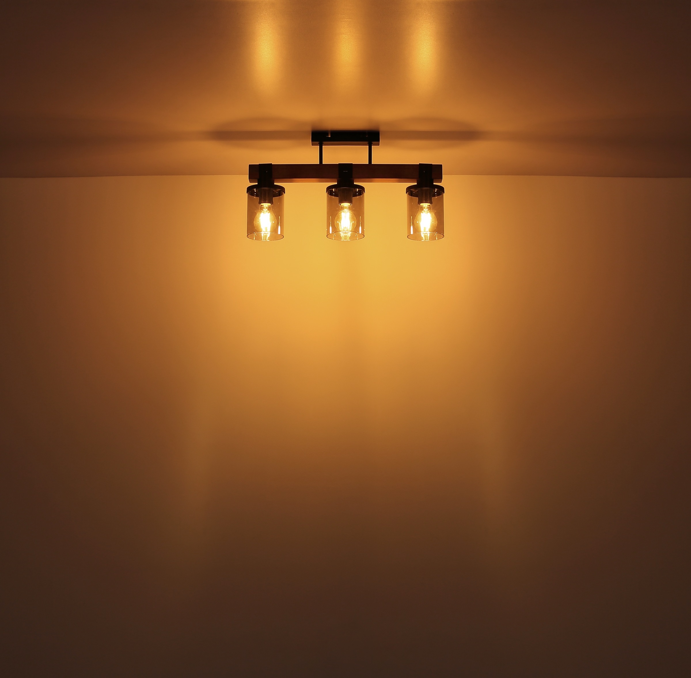 GLOBO LIGHTING Deckenleuchte »LILA«, Leuchtmittel E27 | ohne Leuchtmittel, Deckenlampe/schwarz/Holz/Glas rauchfarben/Wohnzimmer/Esszimmrt