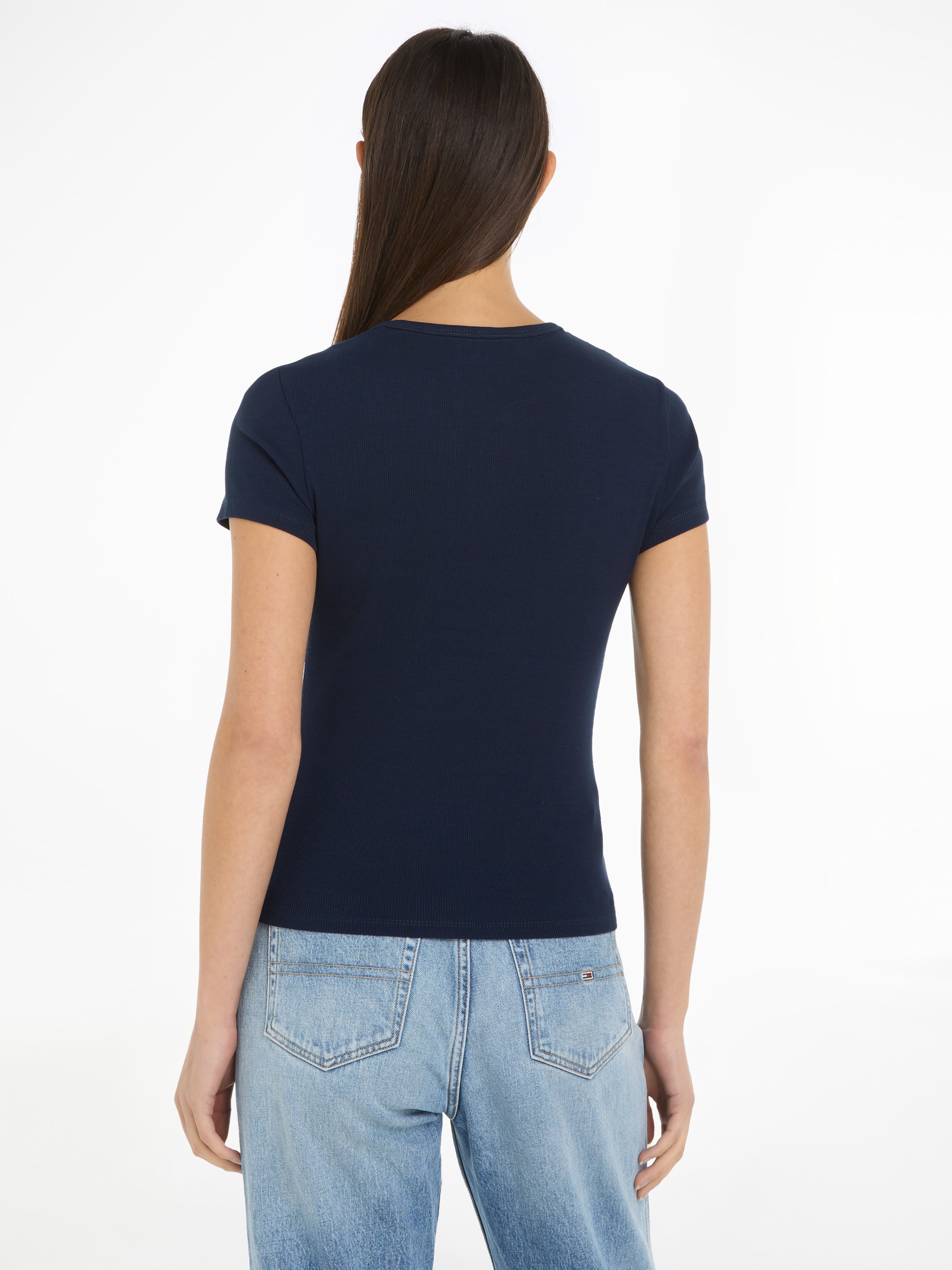 Tommy Jeans Kurzarmshirt "TJW SLIM ESSENTIAL RIB SS EXT", mit gerippter Str günstig online kaufen