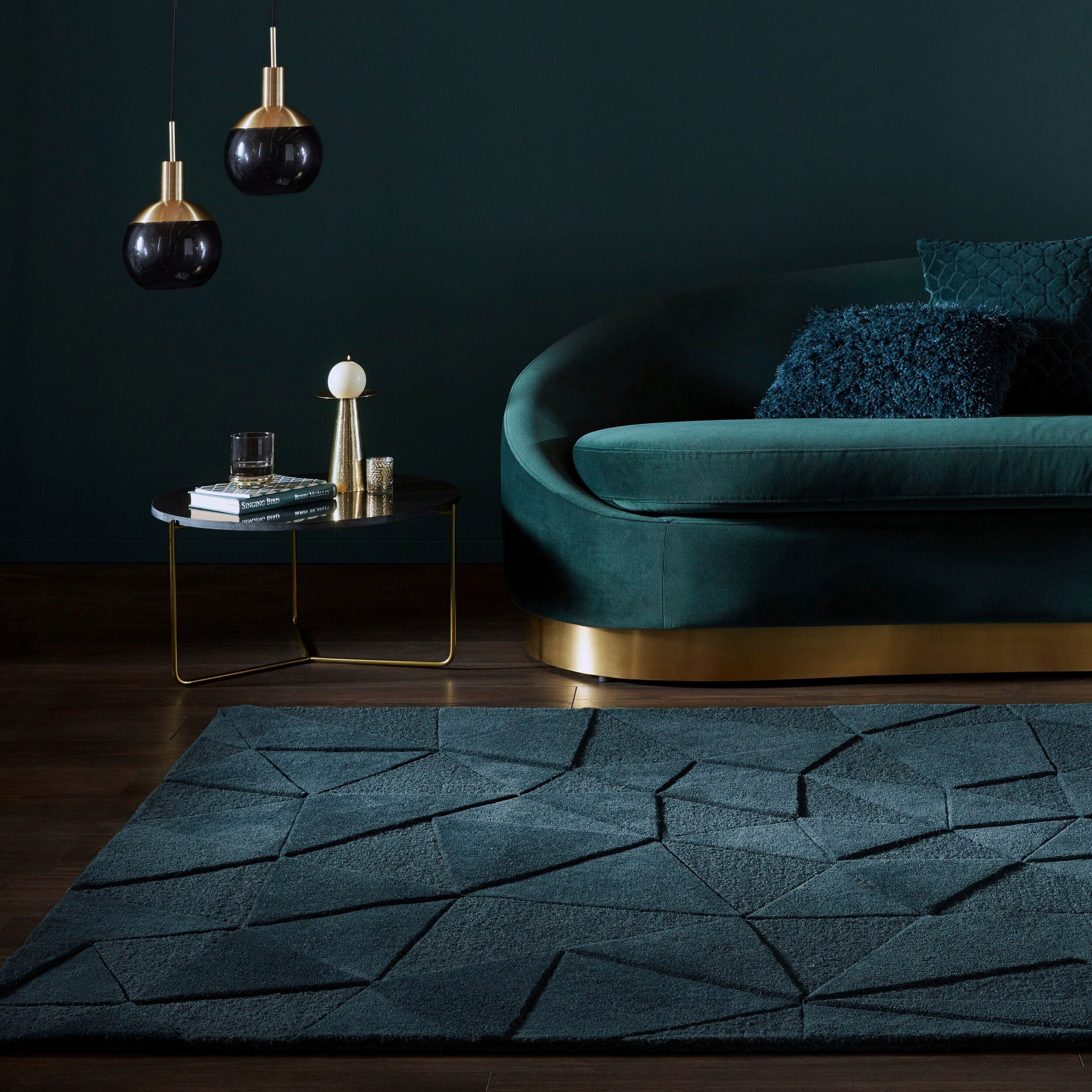 FLAIR RUGS Teppich "SHARD" rechteckig 10 mm Höhe Hoch-Tief Effekt, Handgearbeitet, 100 % Wollflor