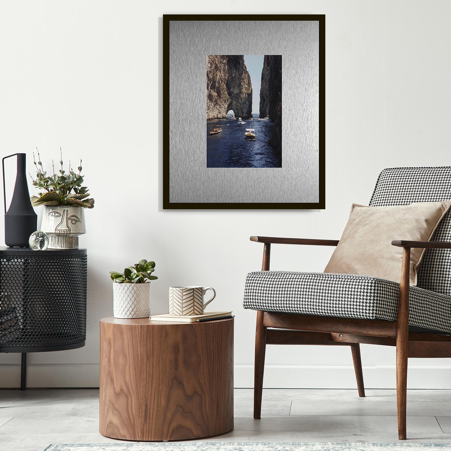 queence Bild »Trend Wandbild, Wandkunst, Kunstdruck "Meer und Boote"« Boote & Schiffe | Meer Bilder | Wasser 1 Stk. tlg. inkl. Passepartout aus hochwertigem Aluminium und schwarzem Rahmen