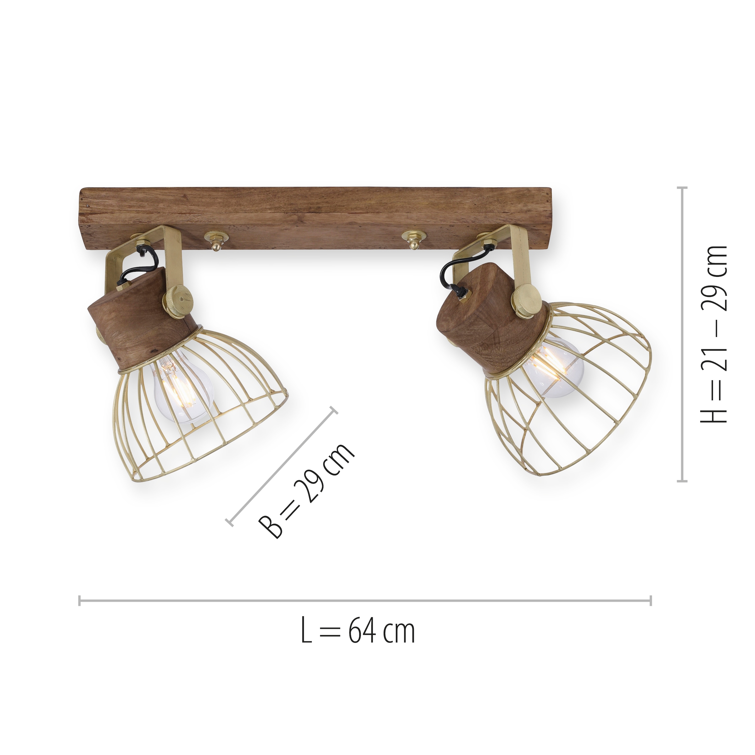 JUST LIGHT Wandleuchte »ALAMI«, 2 flammig, Leuchtmittel E27 | ohne Leuchtmittel, ExklusiveE27
