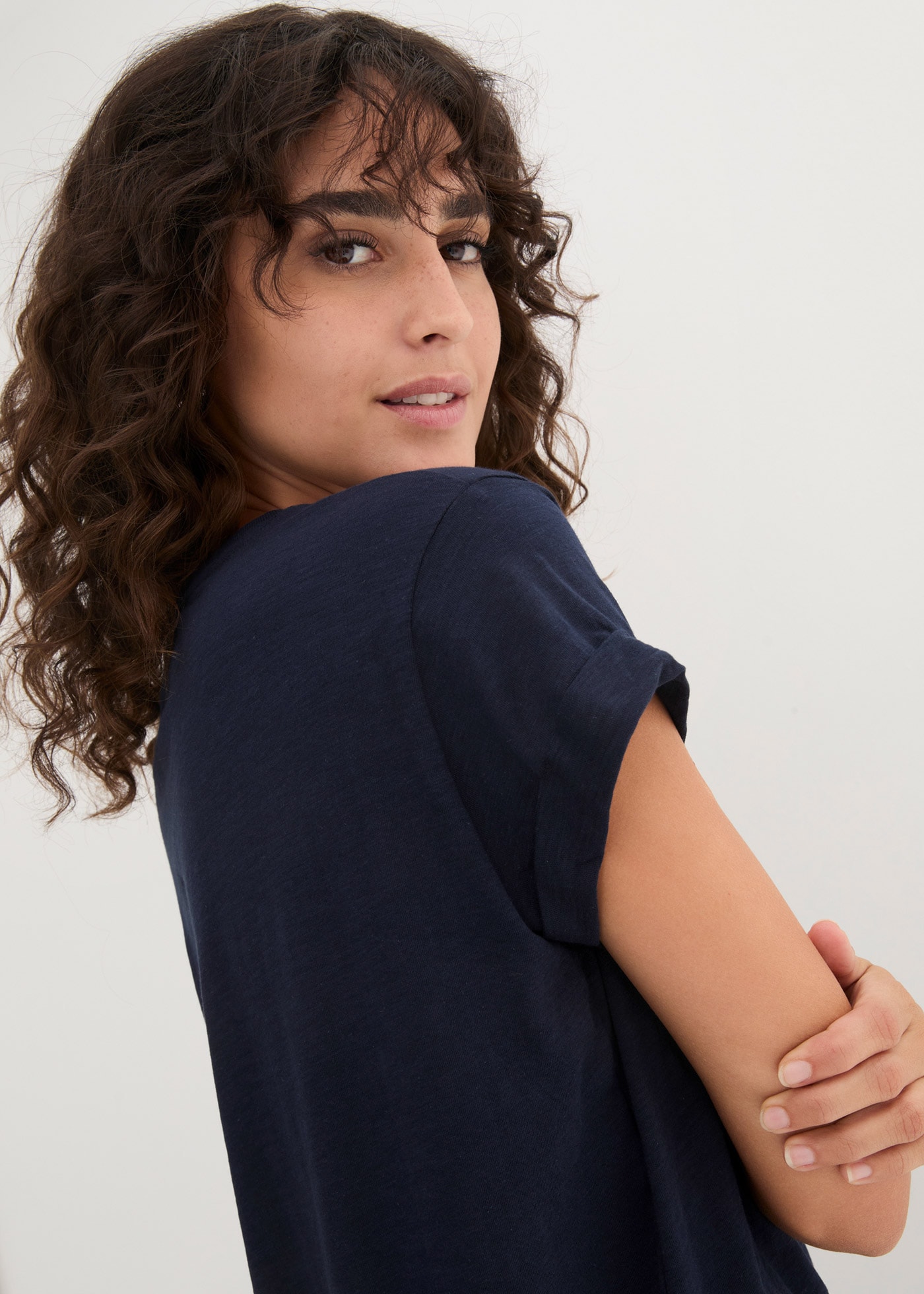 bonprix Longshirt bequeme Passform, lang, aus reiner Baumwolle