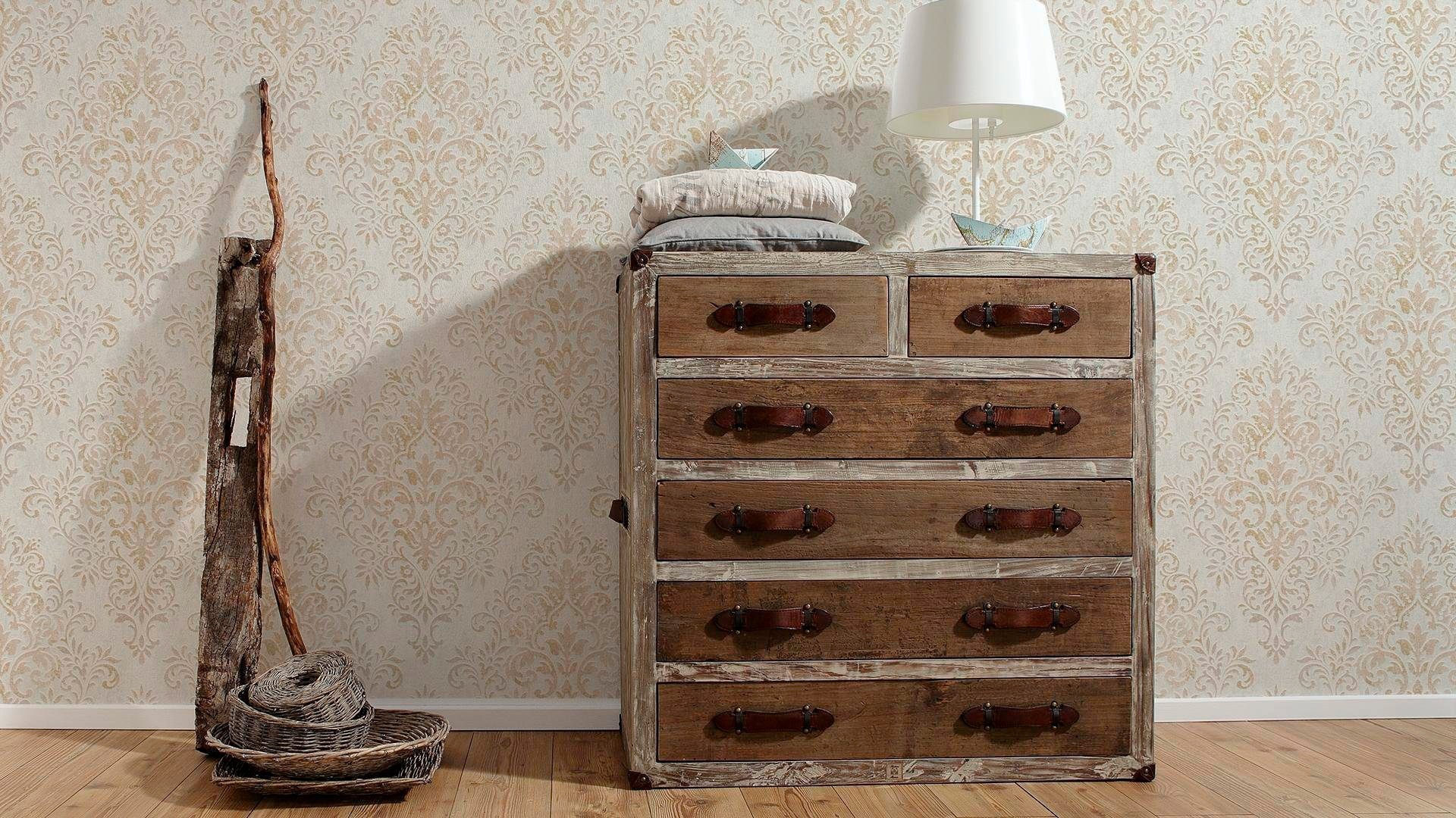 living walls Vliestapete »Tapete mit Ornamenten barock«, metallic-matt-glänzend-ornamental-floral-gemustert, Tapete Klassik Metallic Tapeten Wohnzimmer Schlafzimmer Küche modern