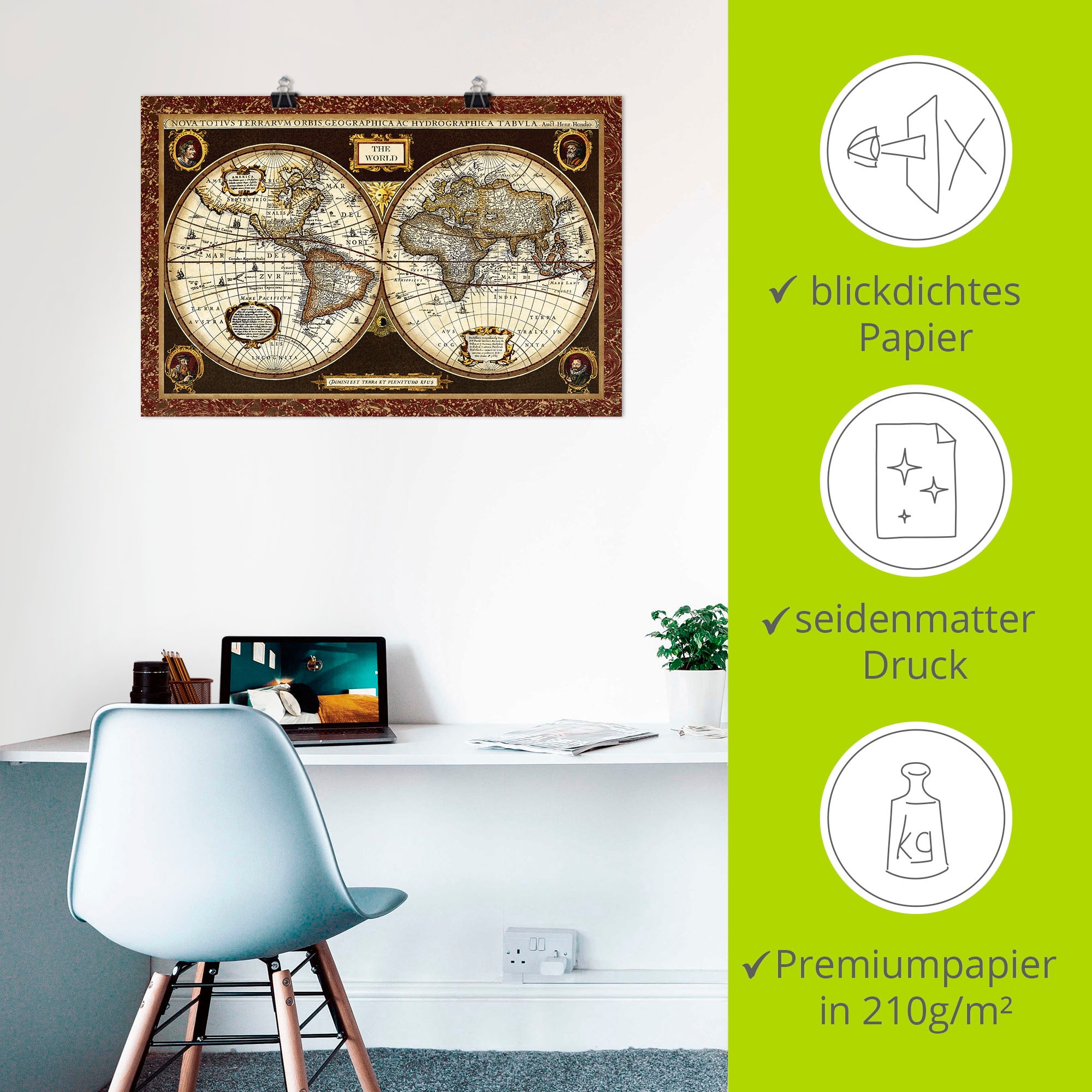 Artland Wandbild »Weltkarte« 1 Stk. tlg. als Alubild, Leinwandbild, Poster in verschied. Größen