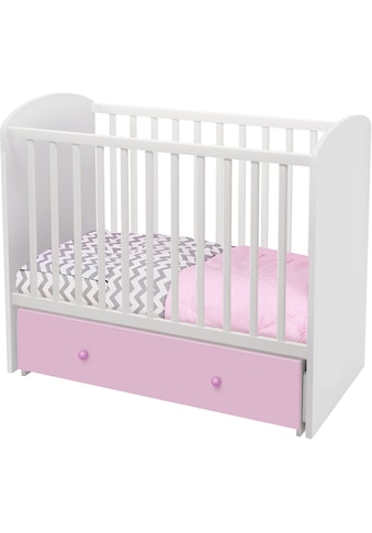 Polini kids Babybett »Sky 745, Weiß-Rosa«, mit Bettschubkasten und Schaukelfunktion kaufen