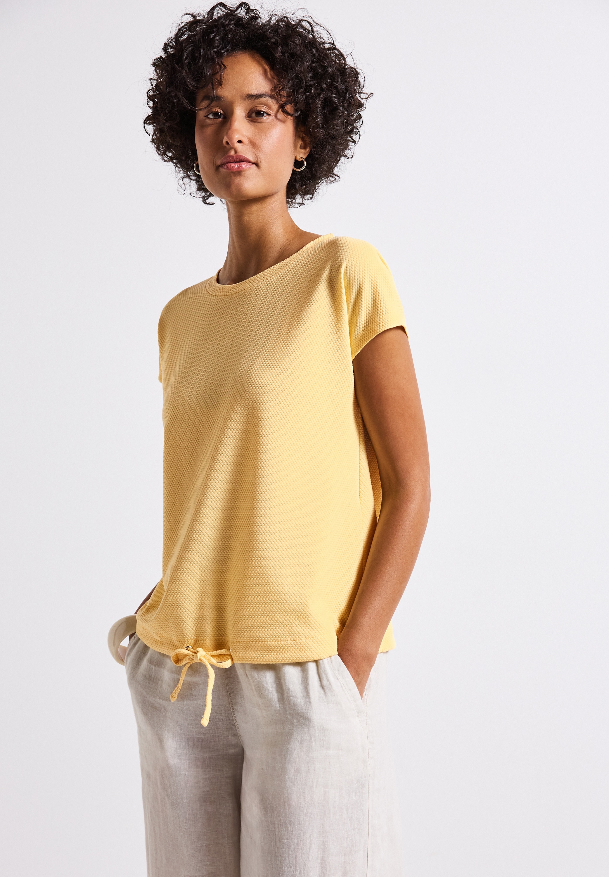 STREET ONE T-Shirt, mit Tunnelzug am Saum günstig online kaufen