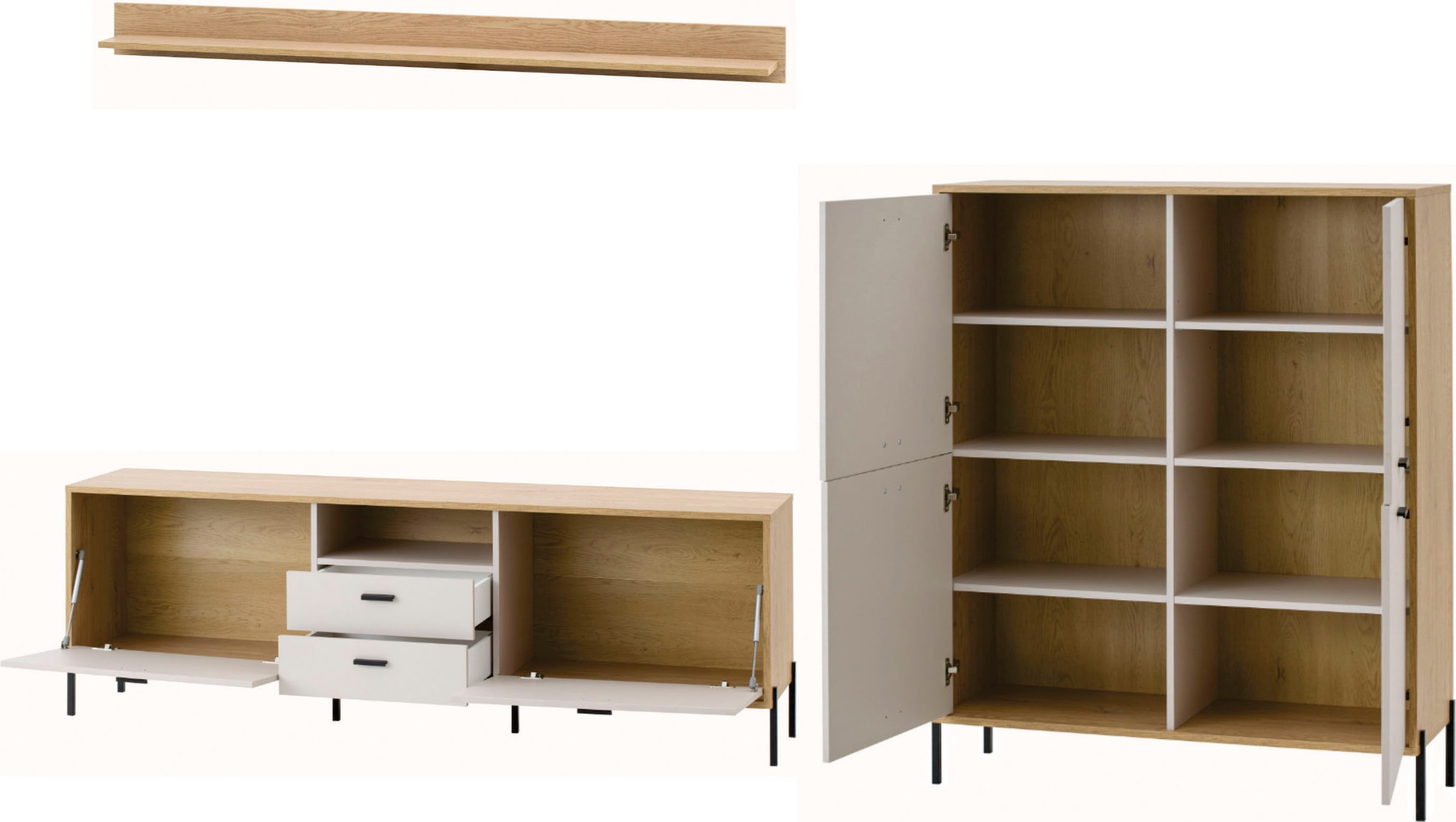 Home affaire Wohnwand »Fredericia, moderne Anbauwand, Komplettset in Kaschmir« Set, 3 Stk. tlg.