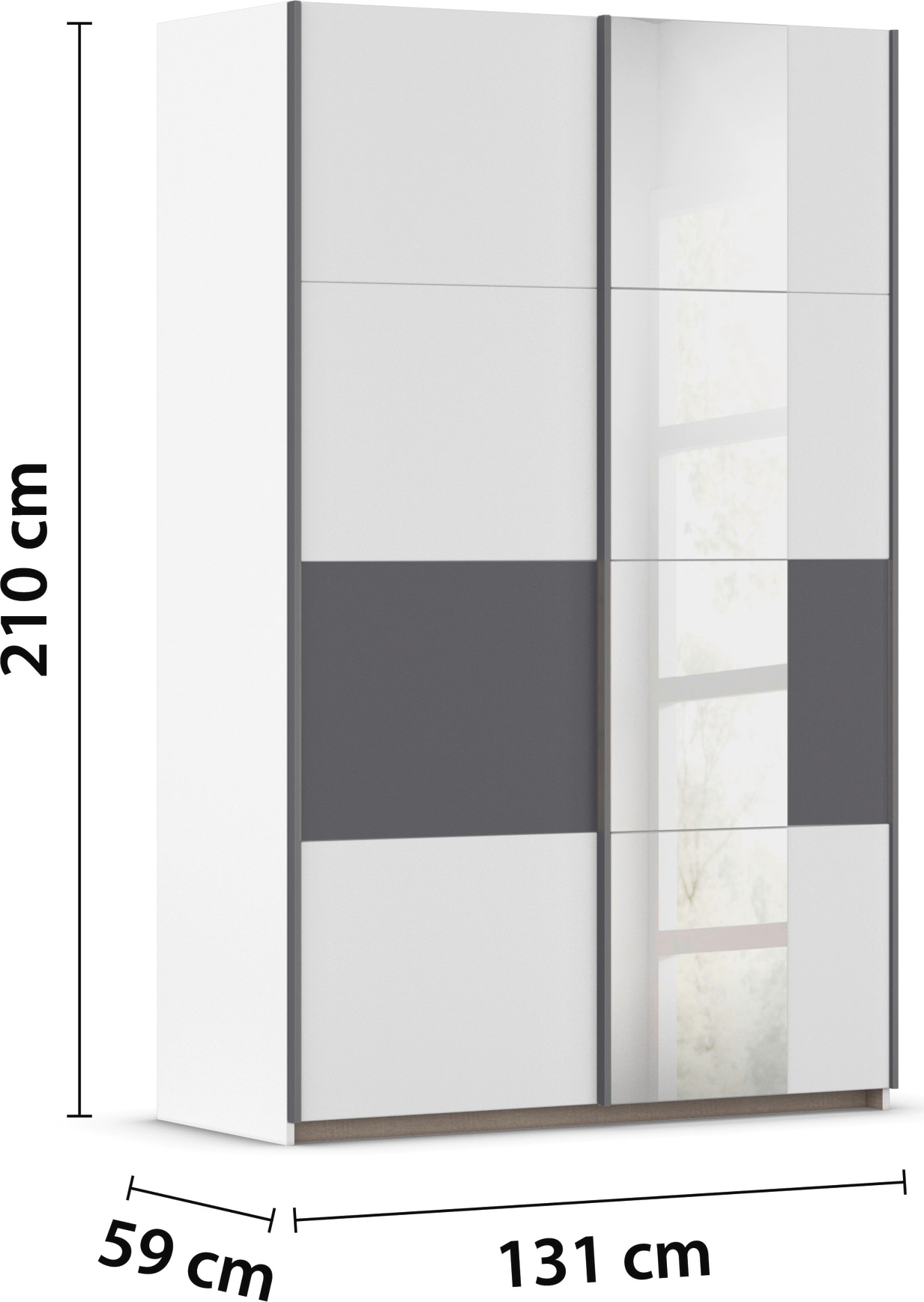 rauch Schwebetürenschrank »Kleiderschrank Schrank Garderobe Schlafzimmerschrank OXFORD«, (in 3 verschiedenen Ausstattungen BASIC/CLASSIC/PREMIUM), mit Griffleisten aus Metall, auch für kleinere Räume MADE IN GERMANY