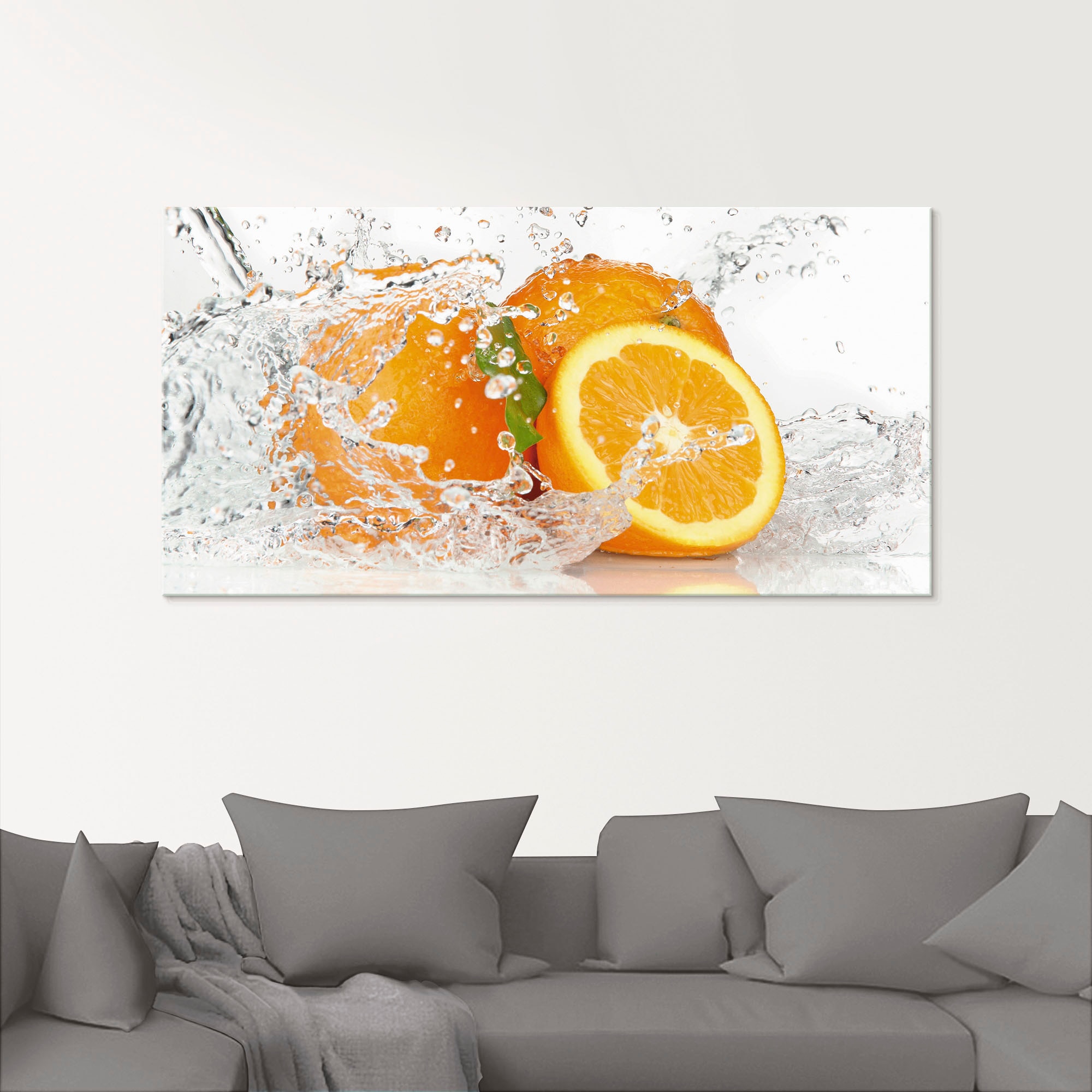 Artland Glasbild »Orange mit Spritzwasser«, Süßspeisen, (1 St.), in verschiedenen Größen