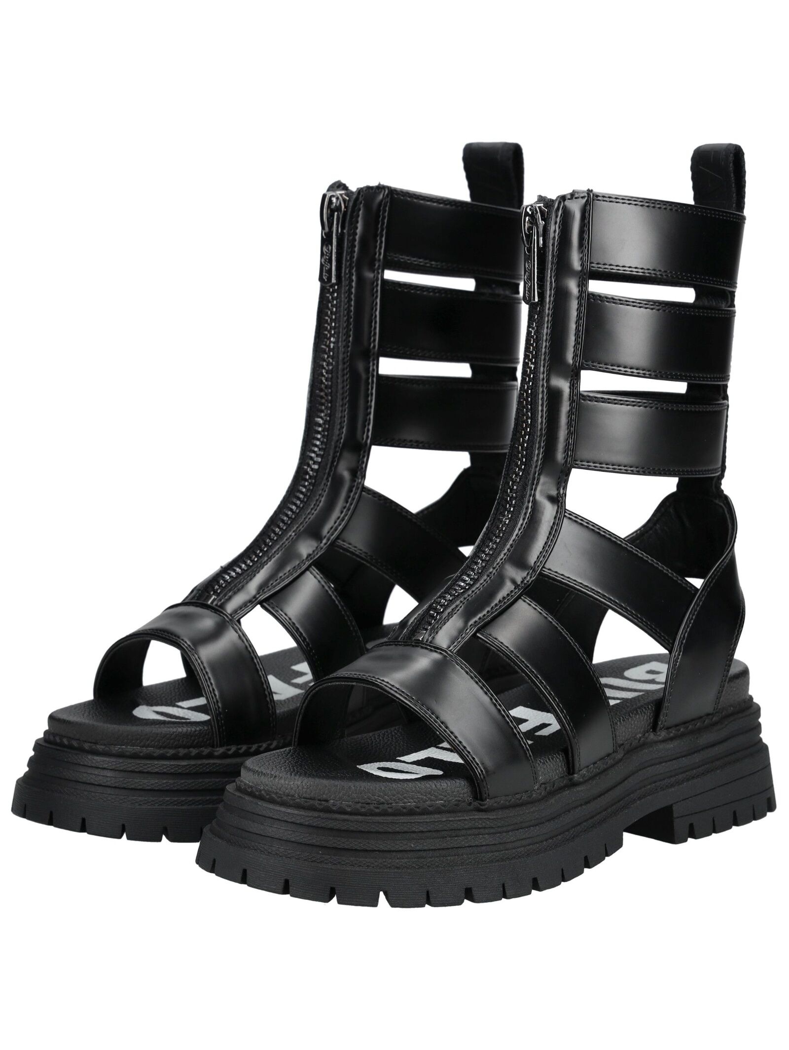 Schaftsandalette BUFFALO "Buffalo Sandalen Lederimitat", Damen, Gr. 38, schwarz, Lederimitat, Schuhe 6