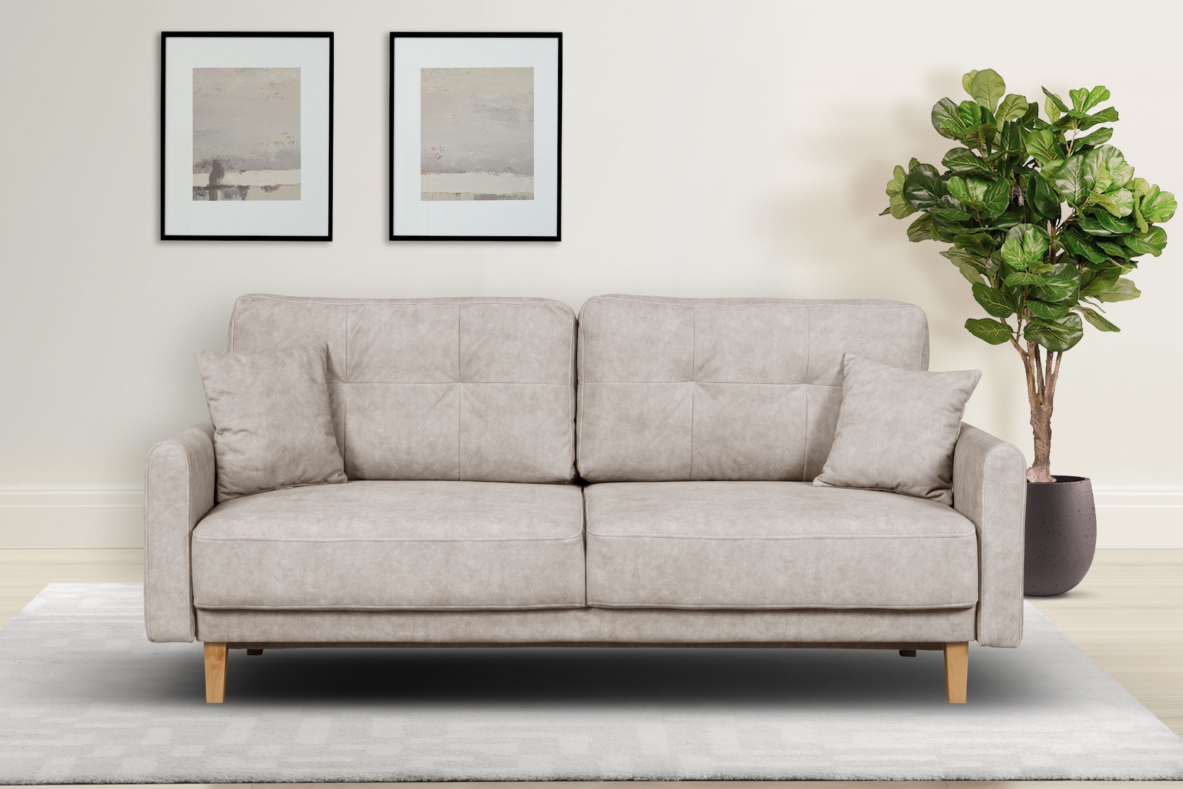 OTTO home 2-Sitzer "TRIPLO mit Wellenunterfederung, Maße B/T/H: 165/100/89 cm" Sofa mit Steppung im Rückenbereich, incl. Rückenkissen und Zierkissen