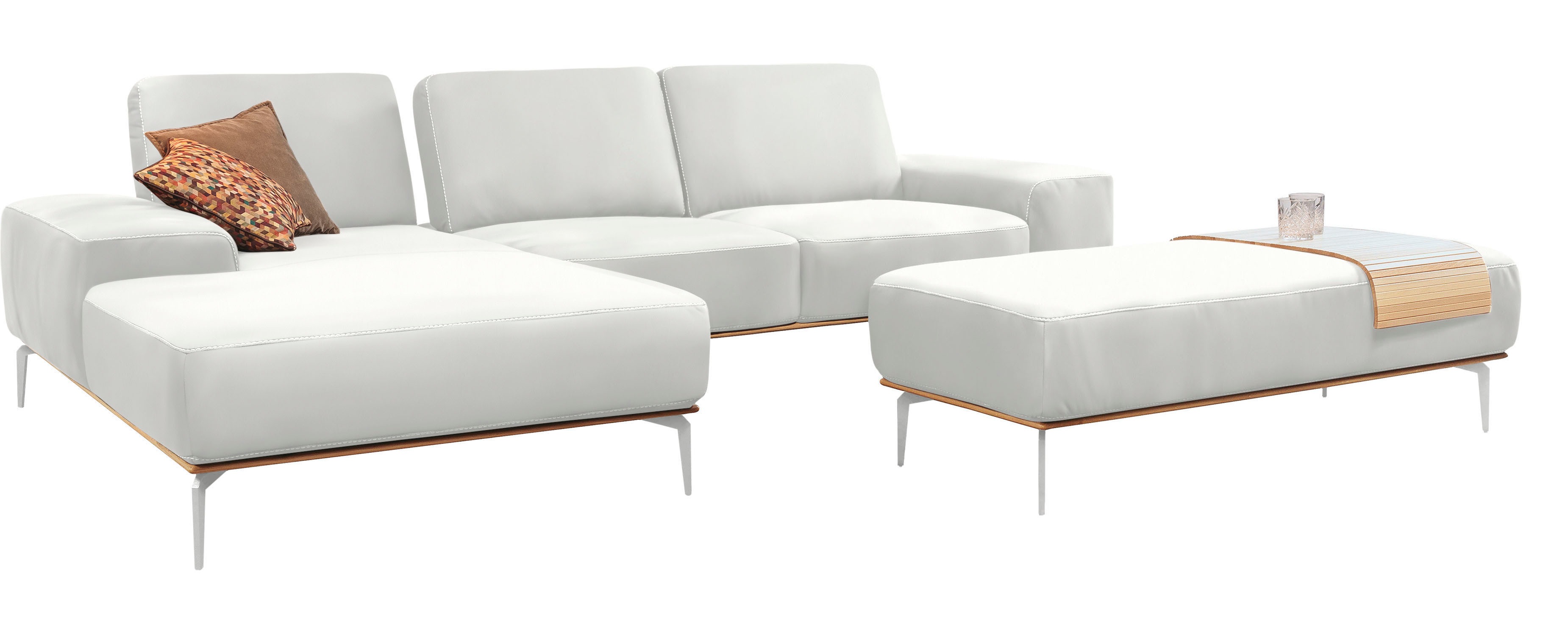 Thumbnail - W.SCHILLIG Ecksofa "run, Designsofa mit tollem Sitzkomfort, bequem, L-Form" mit elegantem Holzsockel, Füße in Chrom glän...