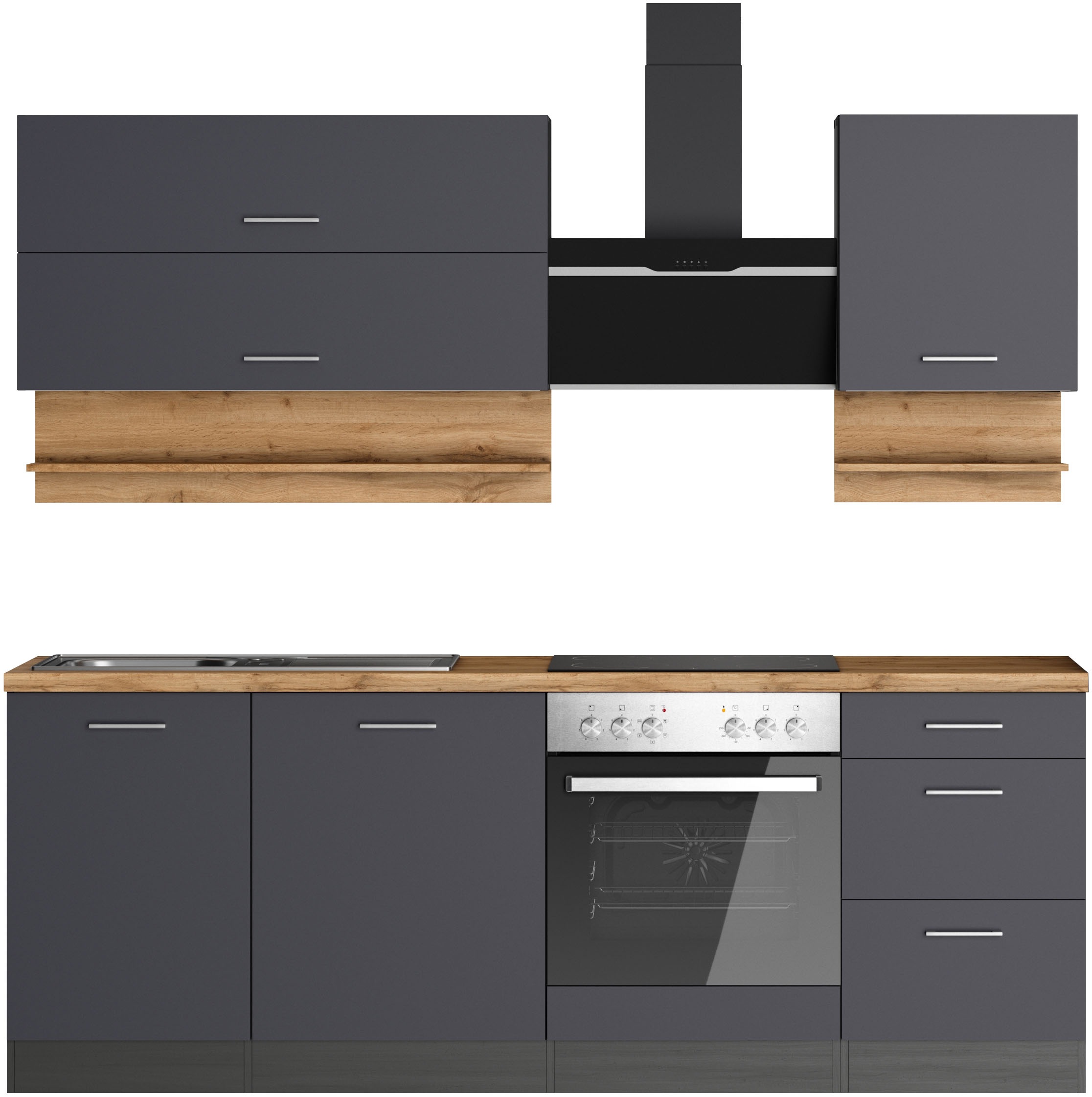 KOCHSTATION Küchenzeile "KS-Milan", 220 cm breit, robuste Metallauszüge, vi günstig online kaufen