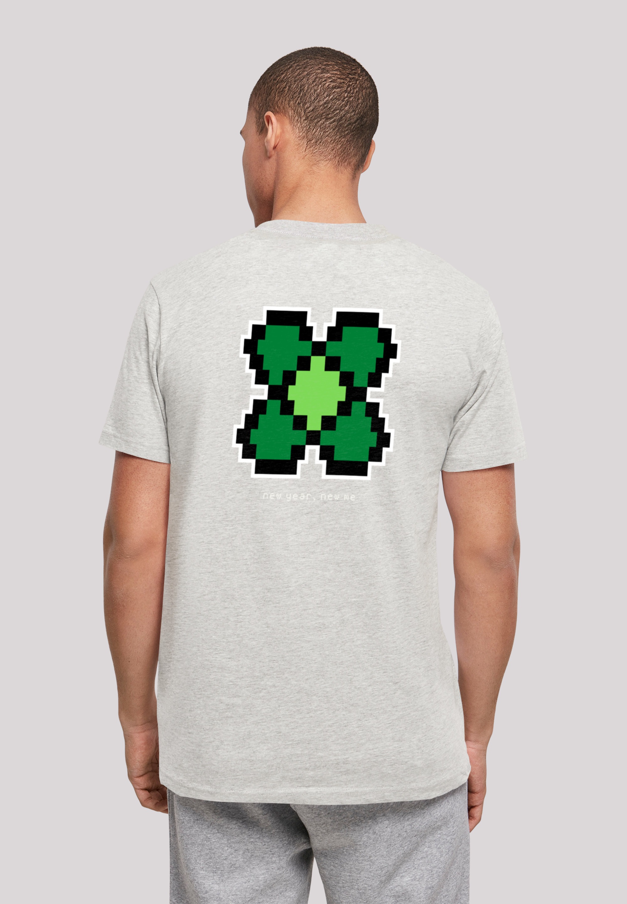 F4NT4STIC T-Shirt »Happy New Year Pixel Kleeblatt«, Print