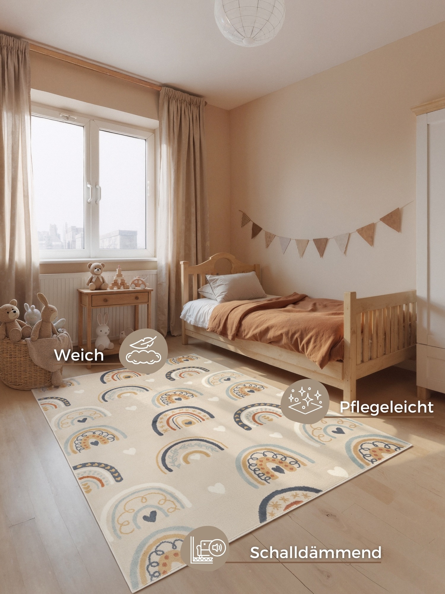 HANSE Home Kinderteppich »Bowie« rechteckig 10 mm Höhe Pflegeleicht, Weich, Kinderzimmer, Spielteppich, Spielunterlage