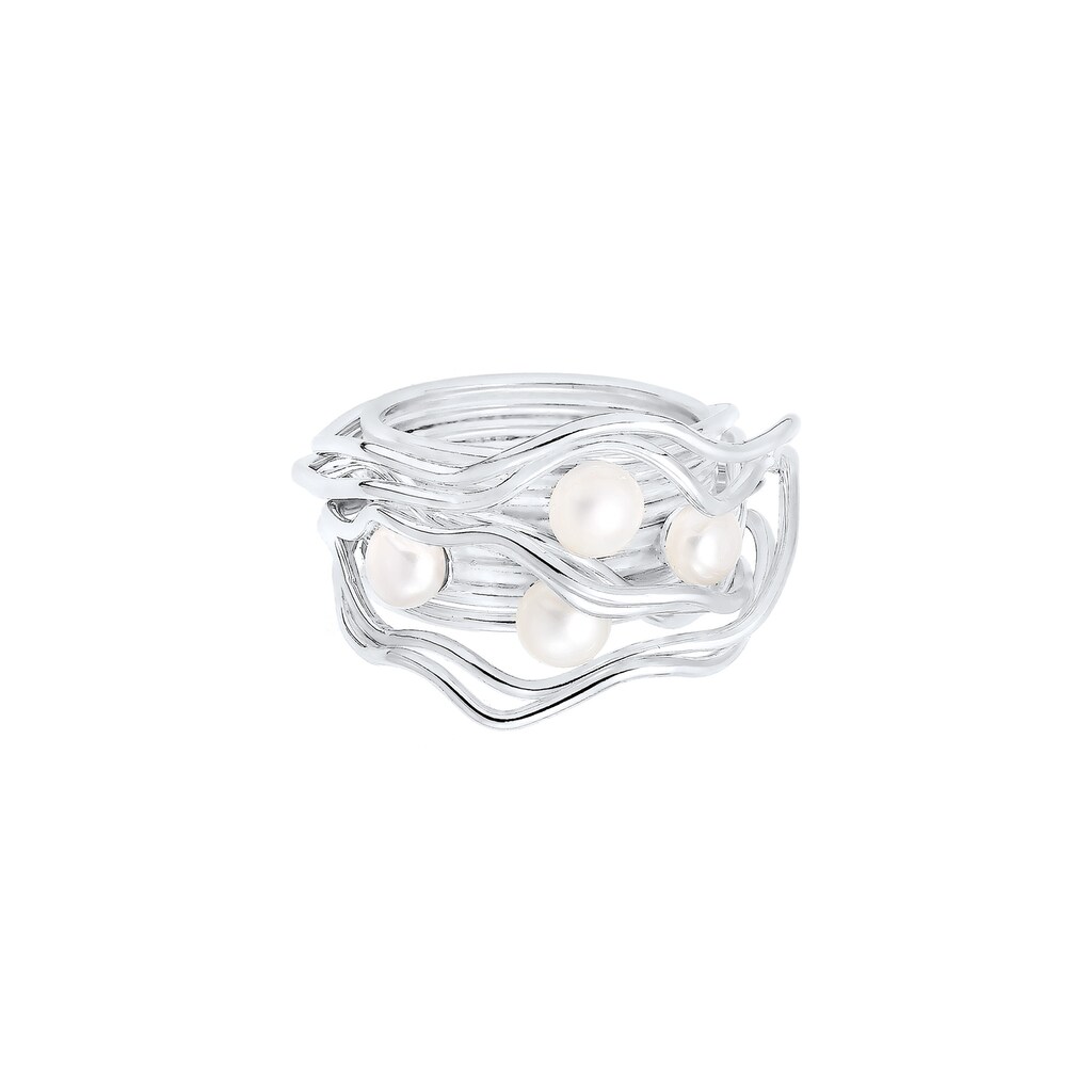 Nenalina Perlenring »Süßwasserperlen Geschwungen Gedreht 925 Silber«