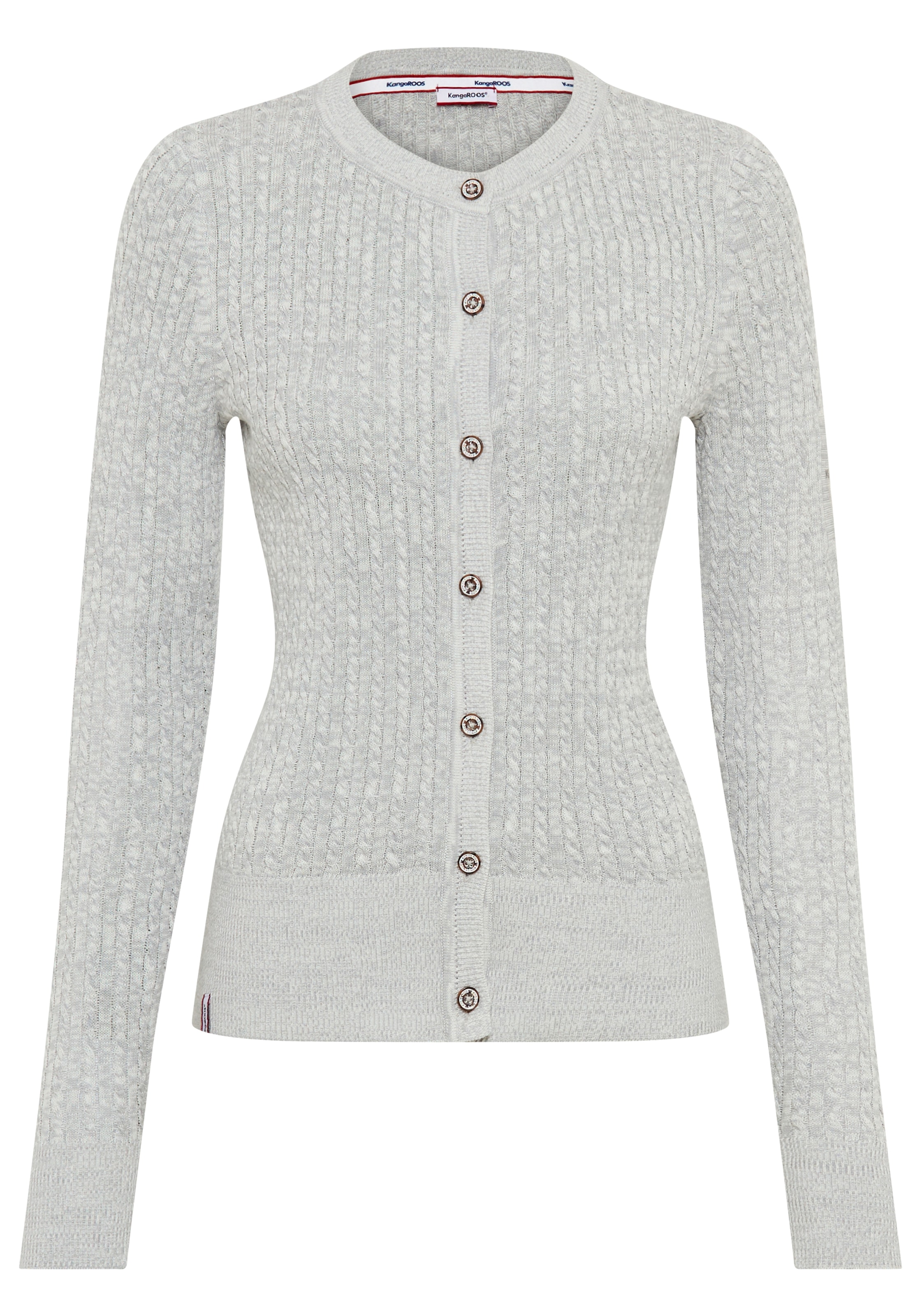 KangaROOS Strickjacke, Strickjacke mit Zopfmuster in mélange Optik - NEUE-KOLLEKTION