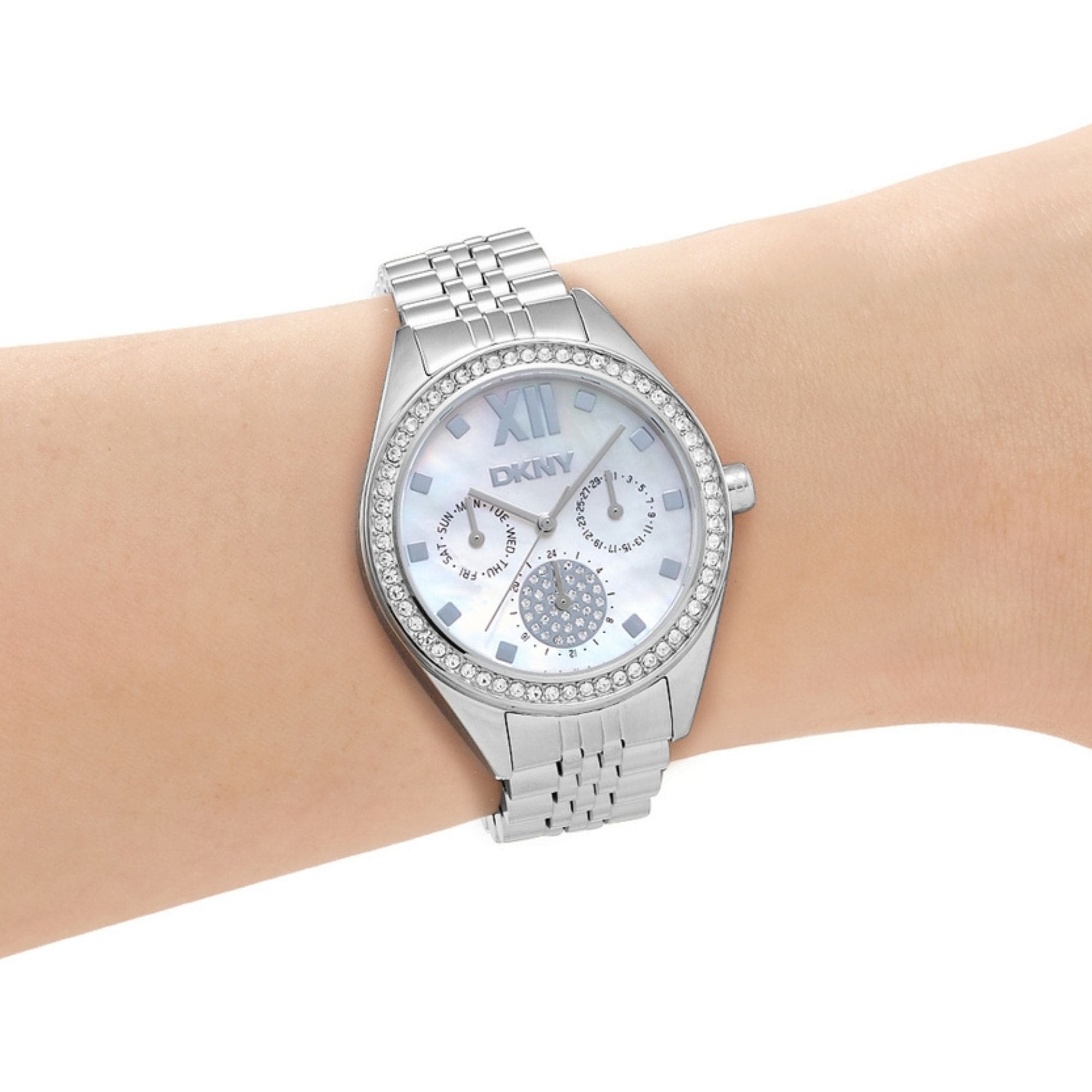 DKNY Quarzuhr »Mulit Function Watch« Armbanduhr, Damenuhr, Edelstahlarmband, analog, Tag