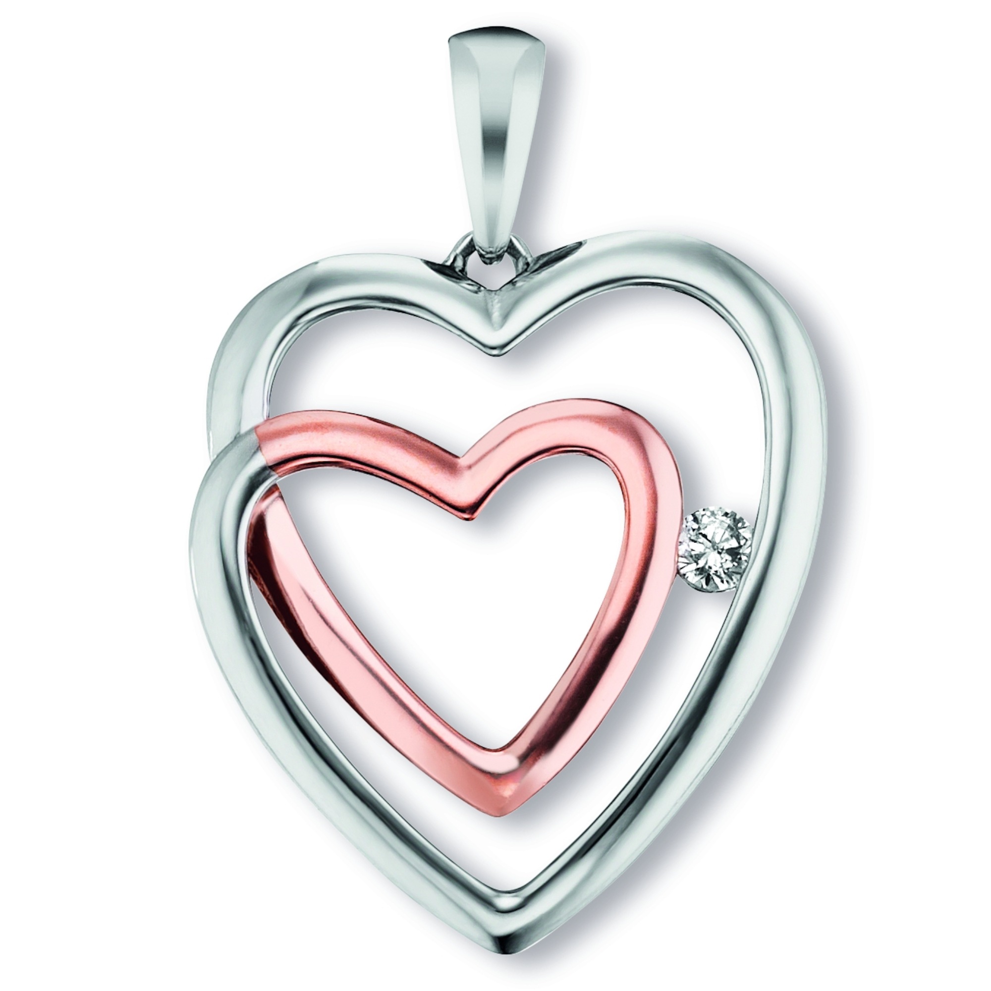Kaguyo Damen Halskette 925 Sterlingsilber – Herz-Anhänger Mit Rotem Zirkonia, 45,7 Cm Länge